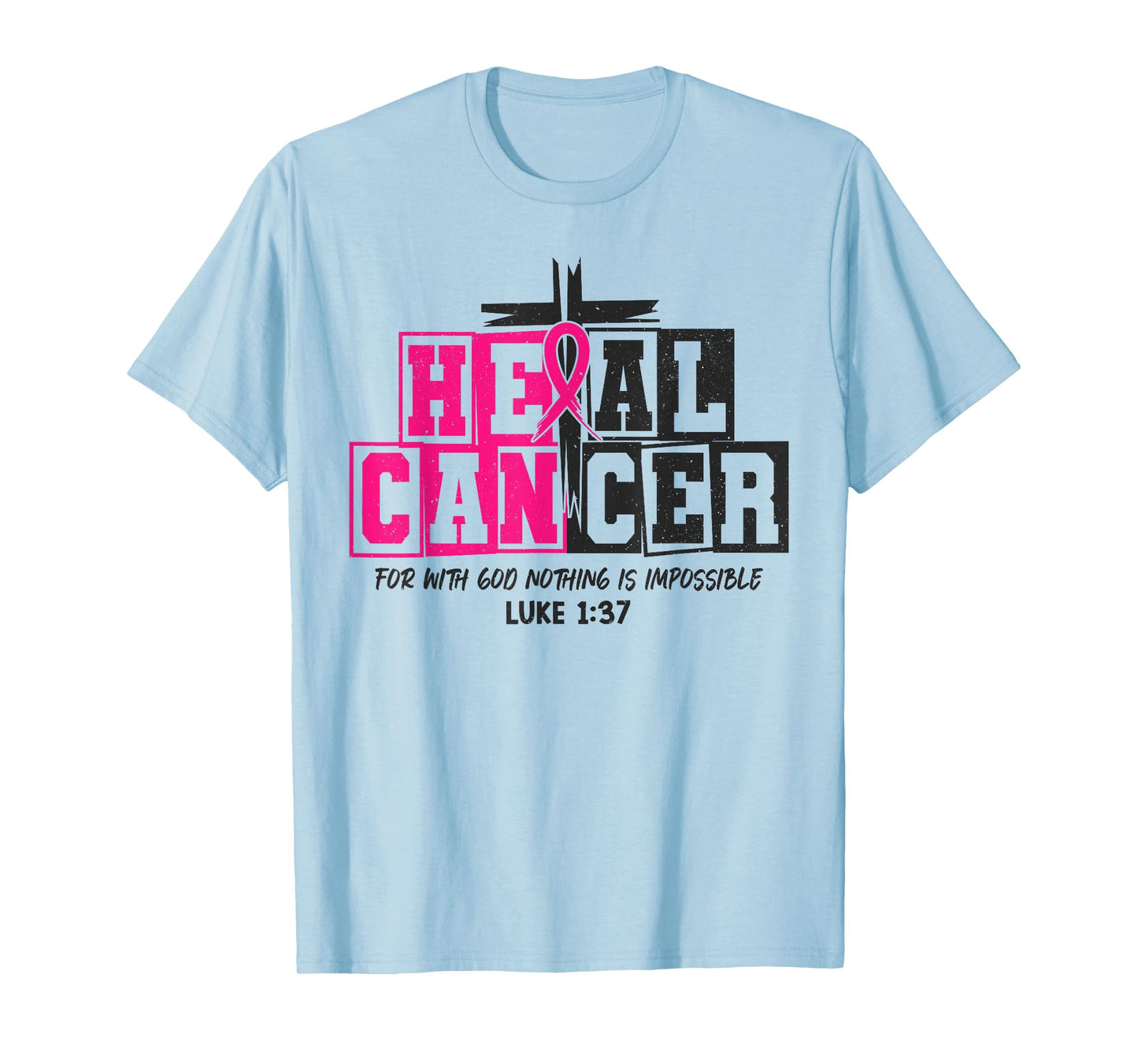 Breast Cancer Awareness Pink Ribbon Heal Cancer Christian T-Shirt