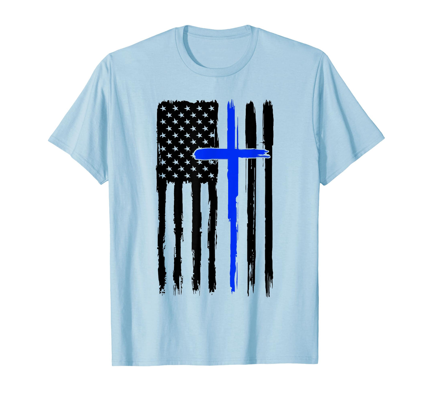 Thin Blue Crossed Line Jesus Christian Police Officer Cop T-Shirt