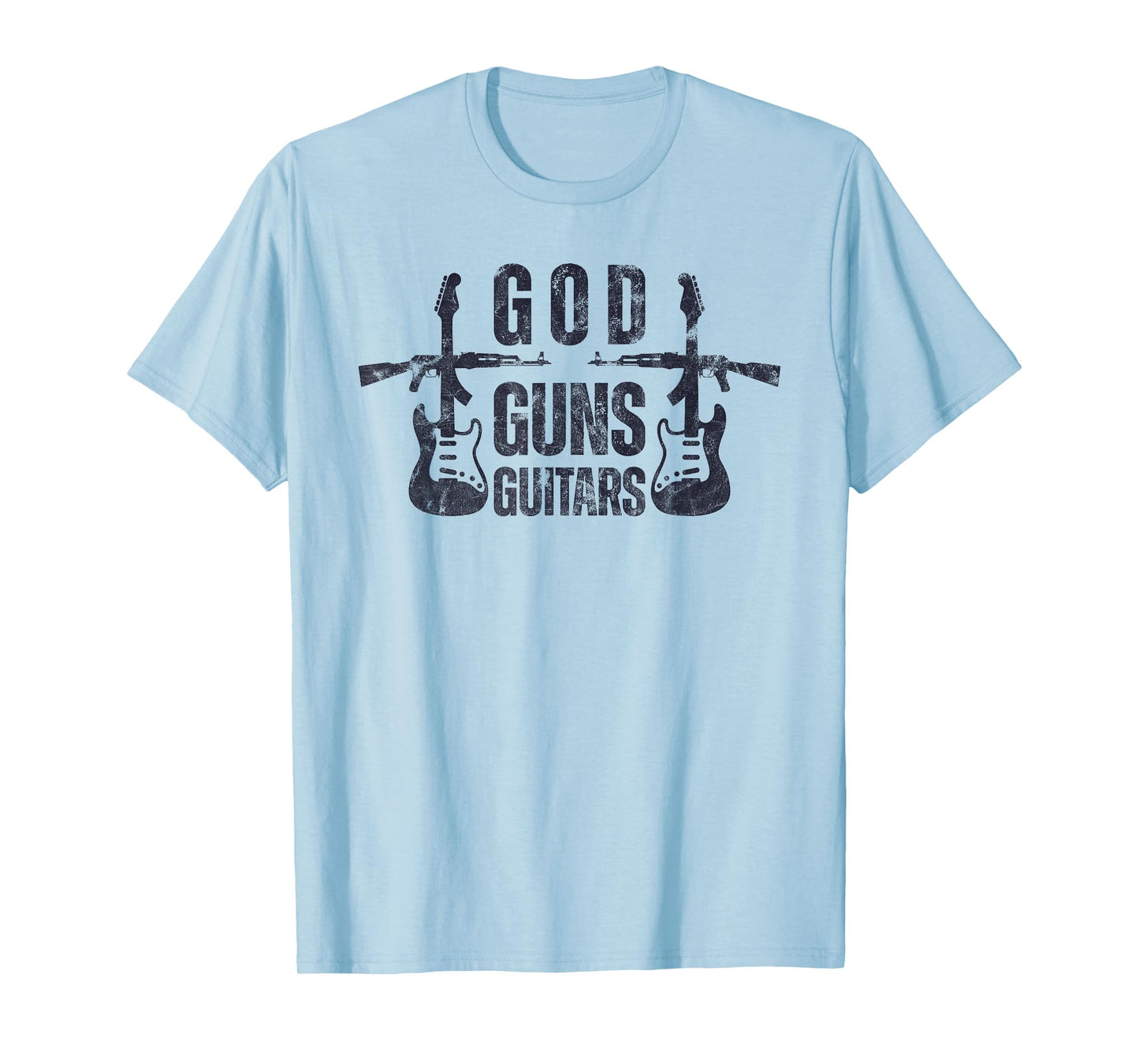 God Guns Guitar Funny Christian Guitar Lover T-Shirt