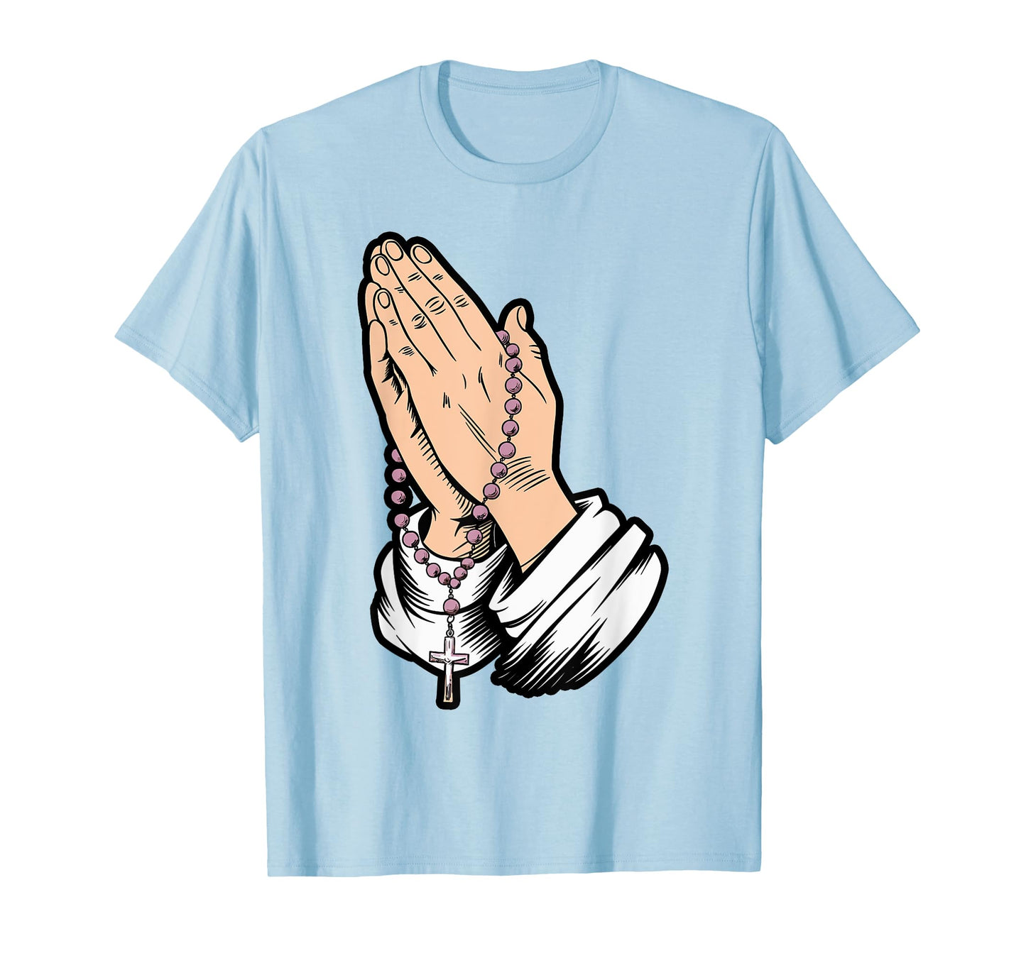 Rosary Praying Hands Faith Religious Christian Catholic T-Shirt