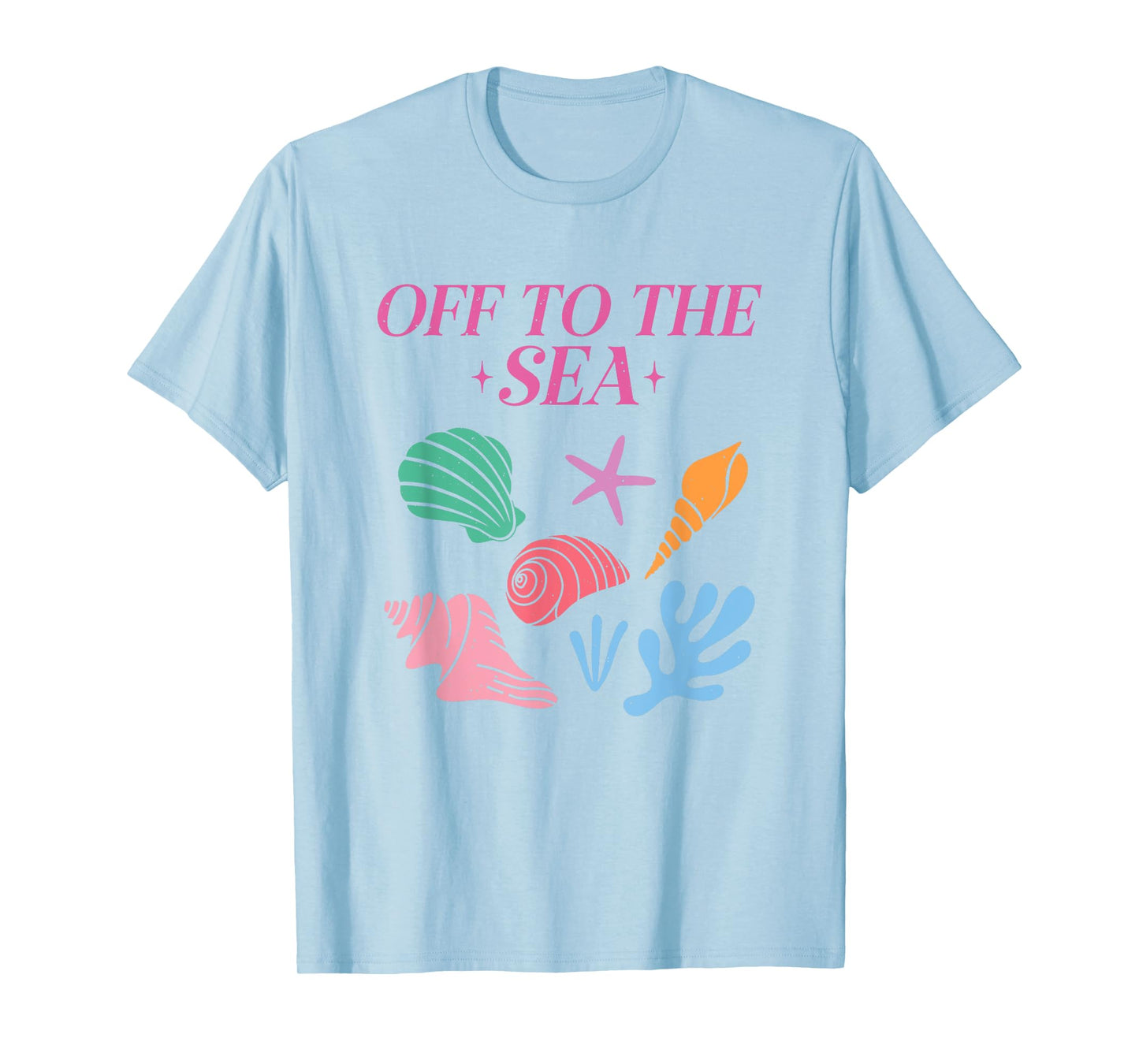 Off To The Sea Summer Cute Beach Colorful Seashells Starfish T-Shirt for Men Women Girls Kids