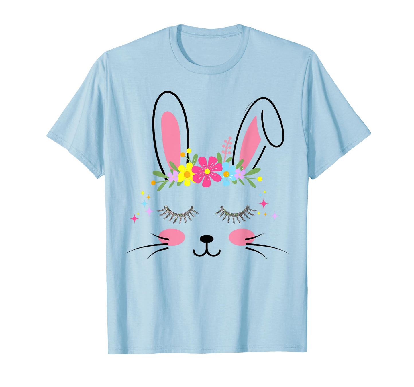 Cute bunny face flowers for easter girls women T-Shirt