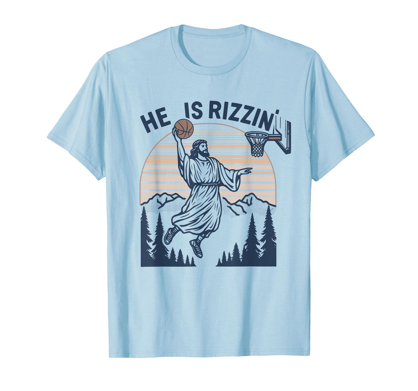 Vintage Christian Faith Jesus Basket Ball He Is Rizzin' T-Shirt