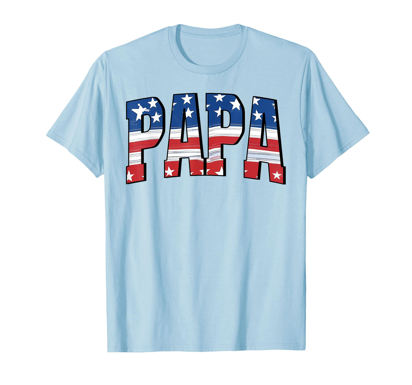 Papa Red White Blue American 4th Of July US Flag Matching T-Shirt