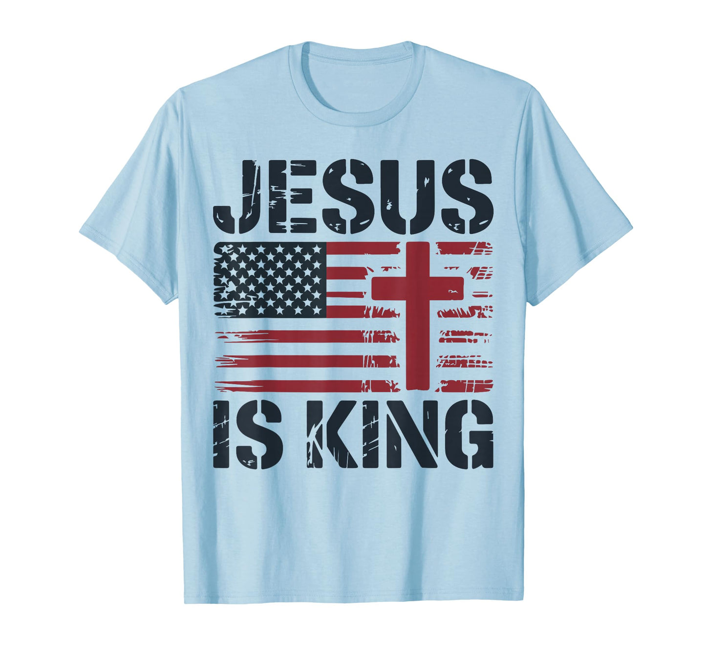 White Jesus is King American Flag Christian Patriotic Cross T-Shirt
