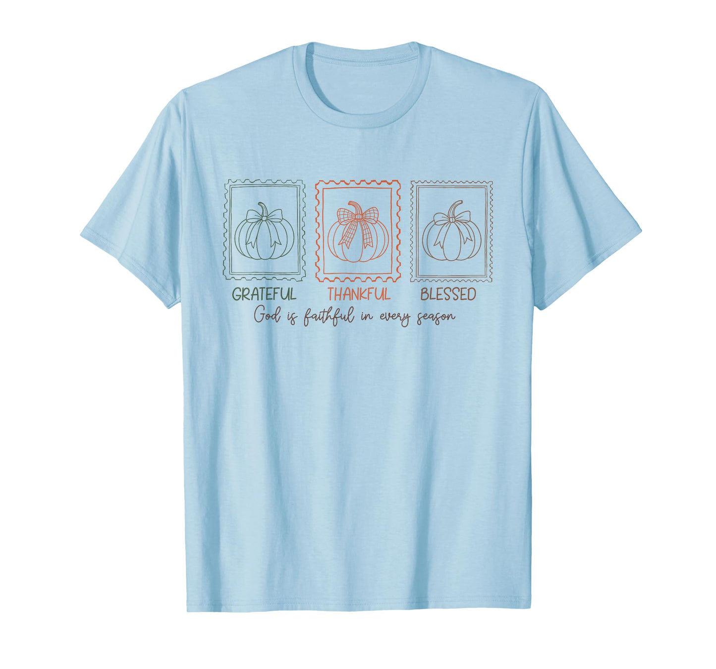 Christian Pumpkin Shirt Grateful Thankful Blessed Fall Faith T-Shirt