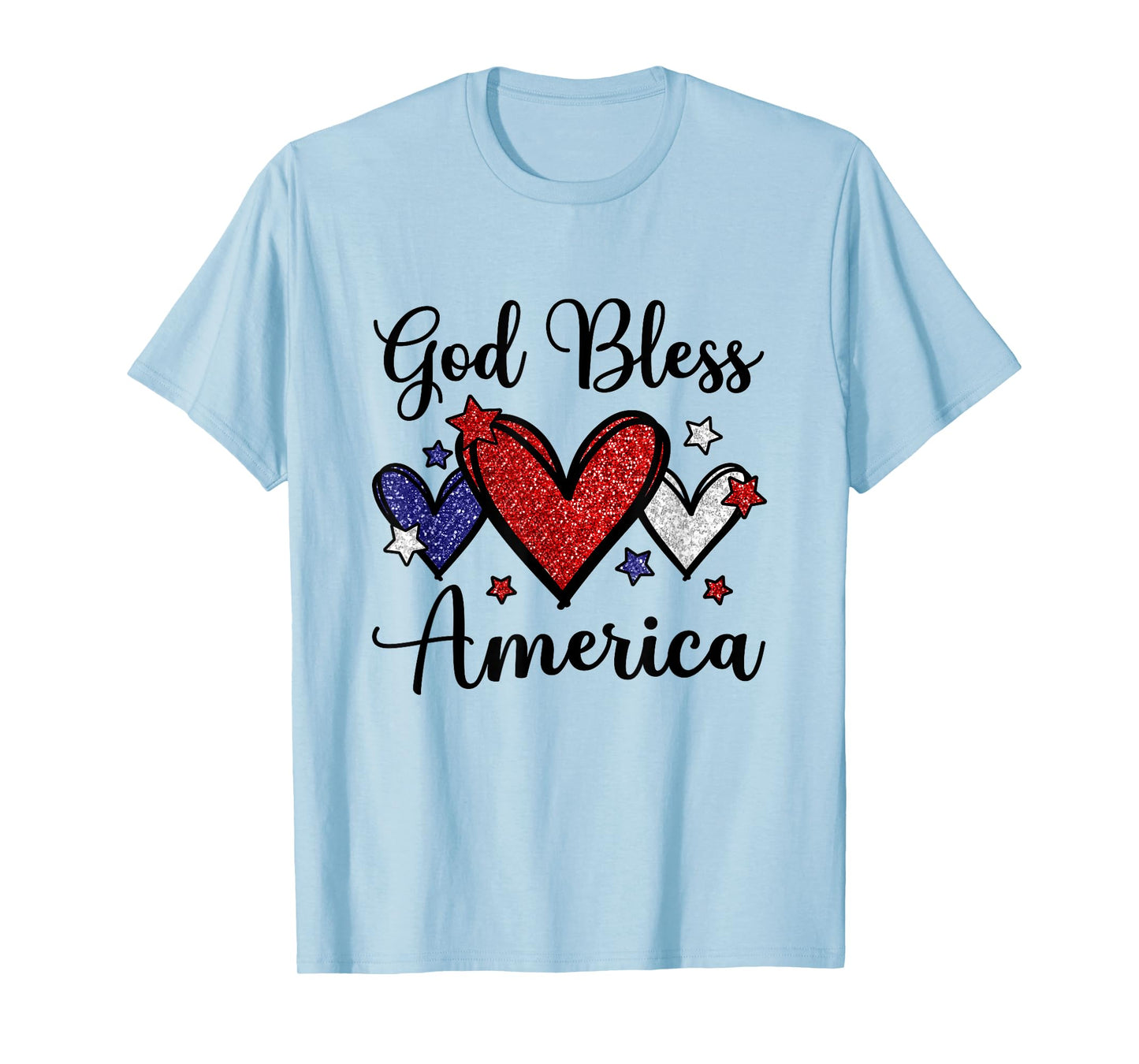 God Bless America Patriotic USA Flag Colors For Christians T-Shirt for Women Kids Men