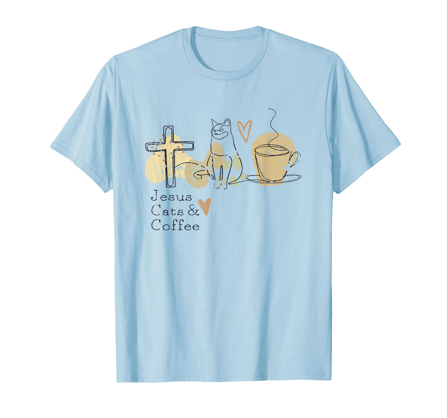 Jesus Cats And Coffee Minimalist Graphic Design T-Shirt