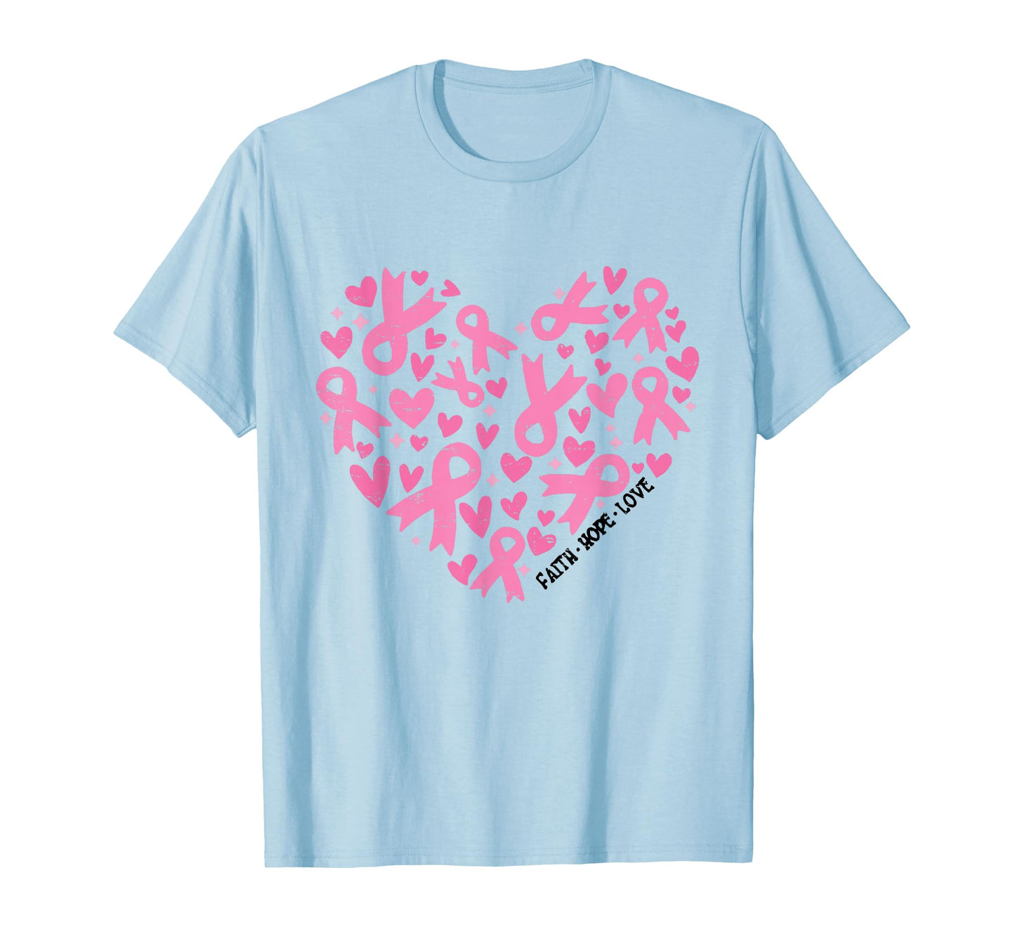Faith Hope Love Breast Cancer Awareness Pink Ribbon Warrior T-Shirt