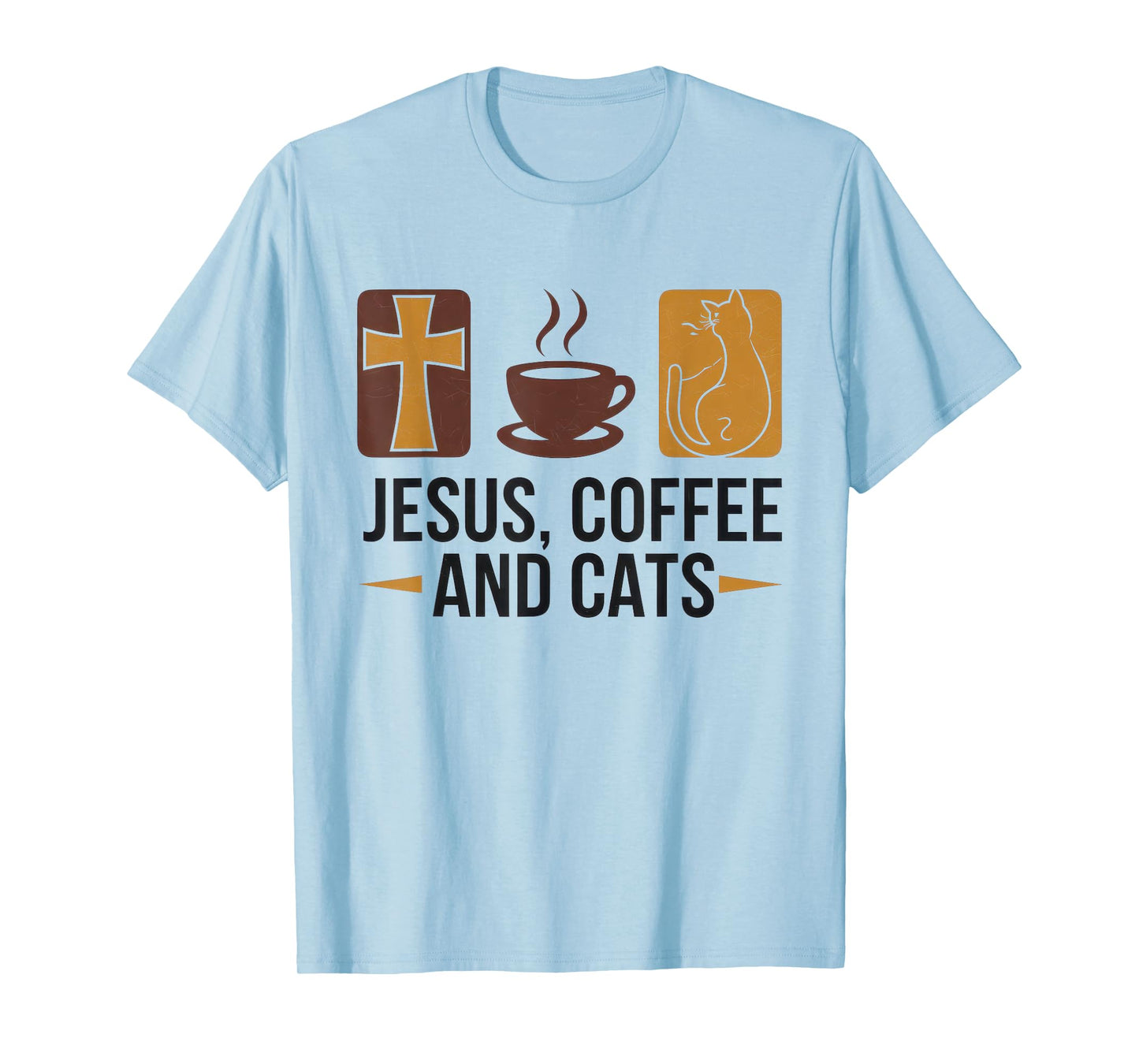 Jesus Coffee Cats Funny Cute Design Jesus Lovers Christian T-Shirt