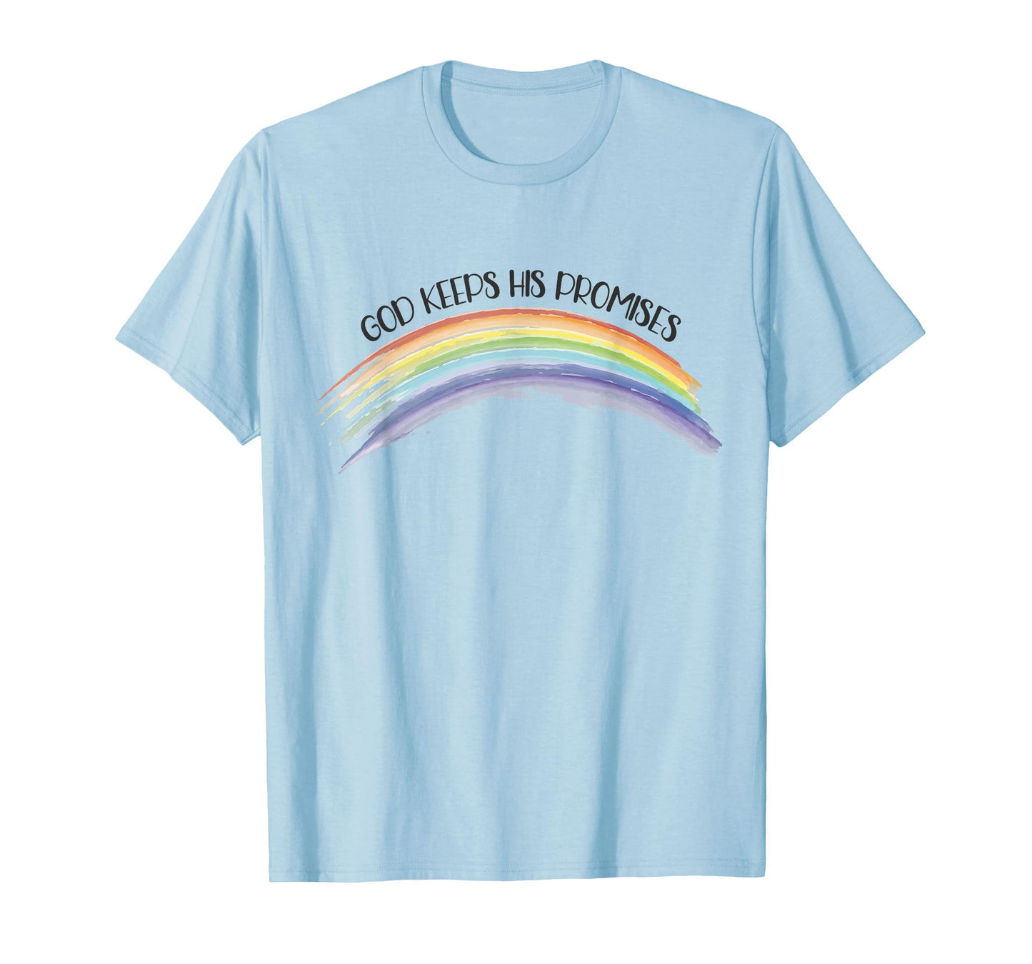 In God We Trust Apparel Rainbow God Keeps His Promises, Christian Religious Faith T-Shirt Grey