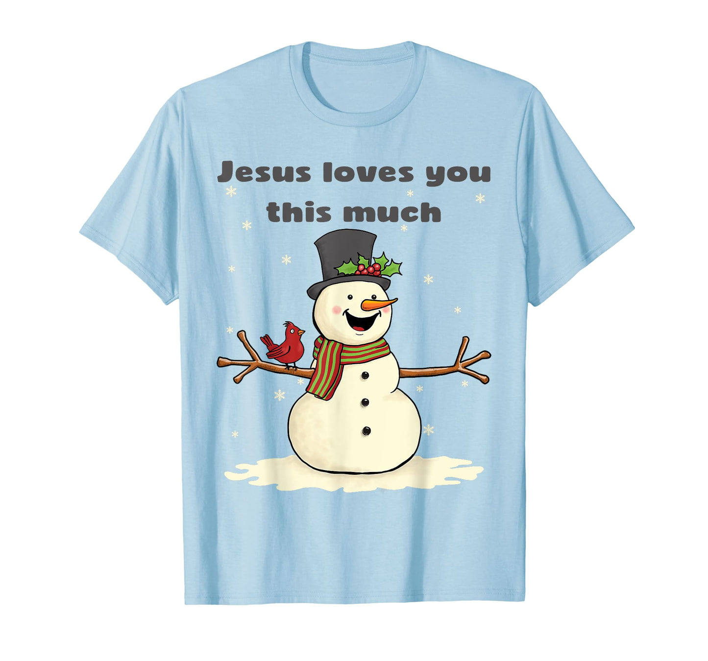 Cute Christian Christmas Snowman Jesus Loves You T-Shirt