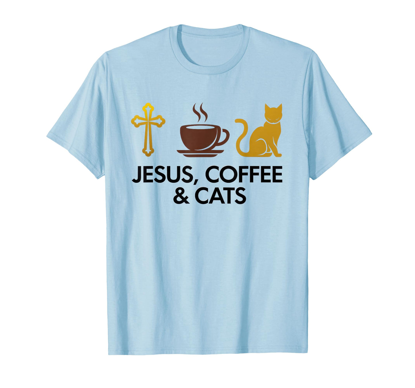 Jesus Coffee Cats Funny Cute Design Jesus Lovers Christian T-Shirt