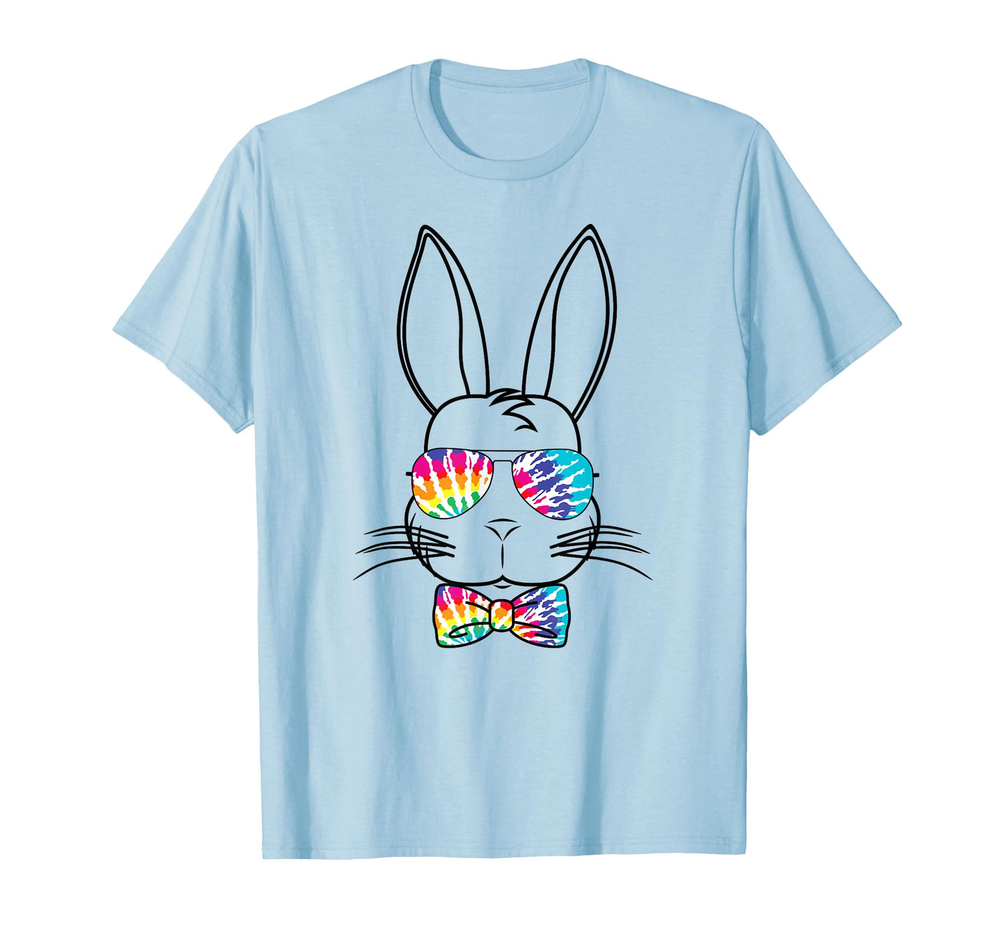 Bunny Face With Tie Dye Sunglasses & Bow Tie Easter Rabbit T-Shirt