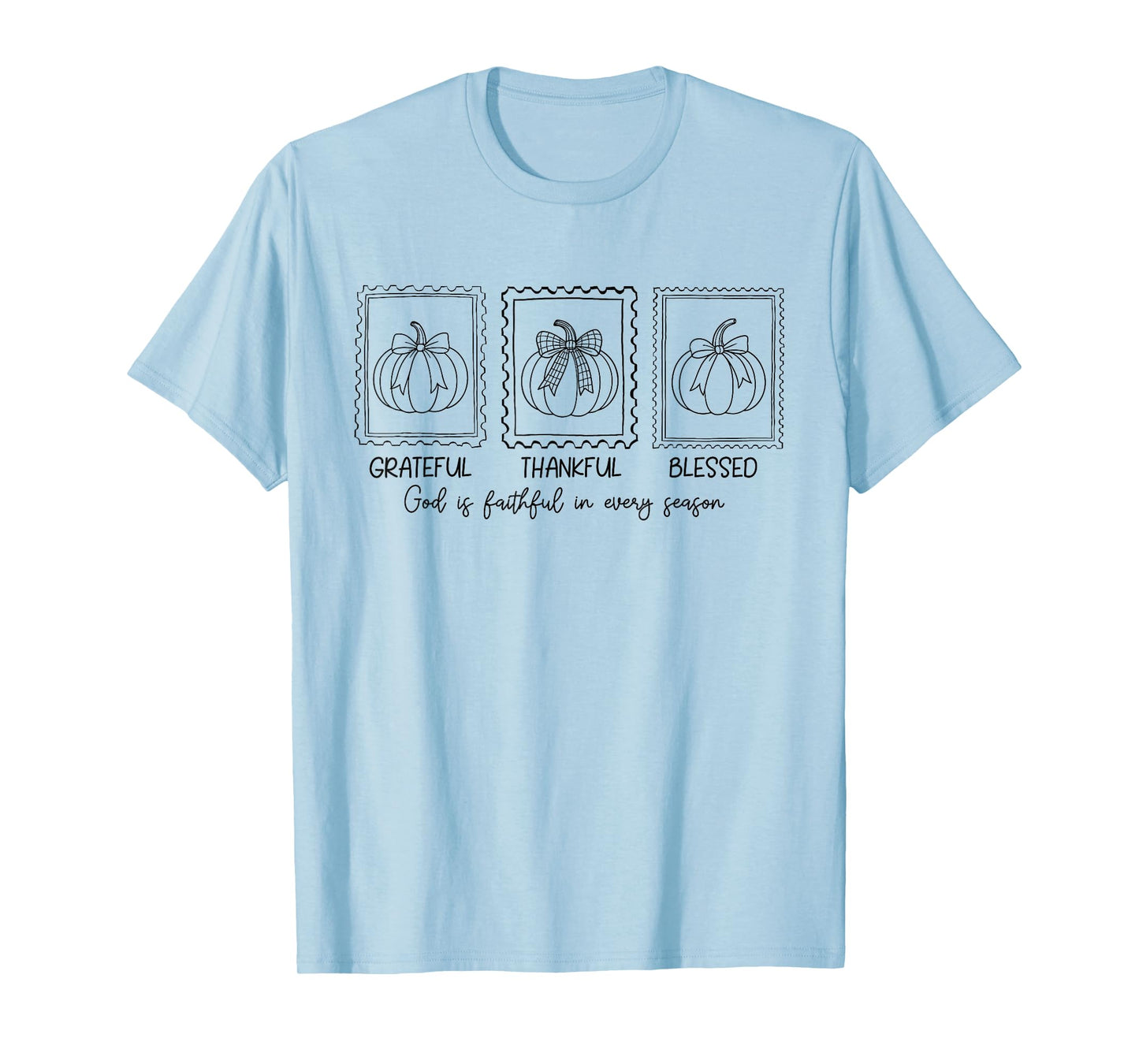 Christian Pumpkin Shirt Grateful Thankful Blessed Fall Faith T-Shirt