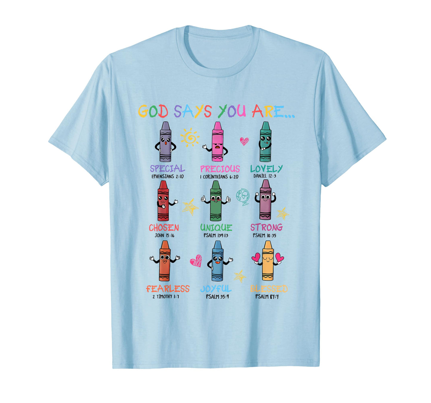 Retro God Says You Are Colorful Crayon Christian Bible Verse T-Shirt
