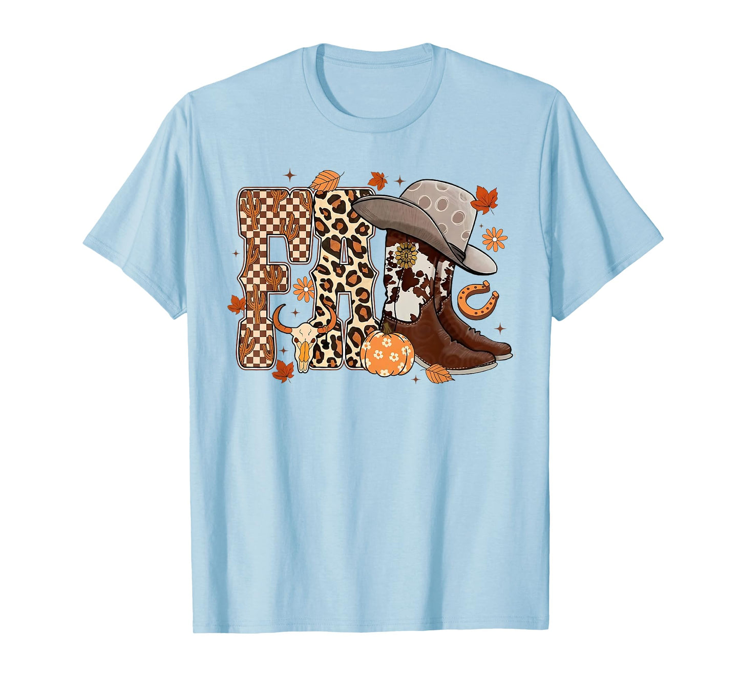 Howdy Western Boots Cowgirl Cowboy Checkered Fall Pumpkin T-Shirt