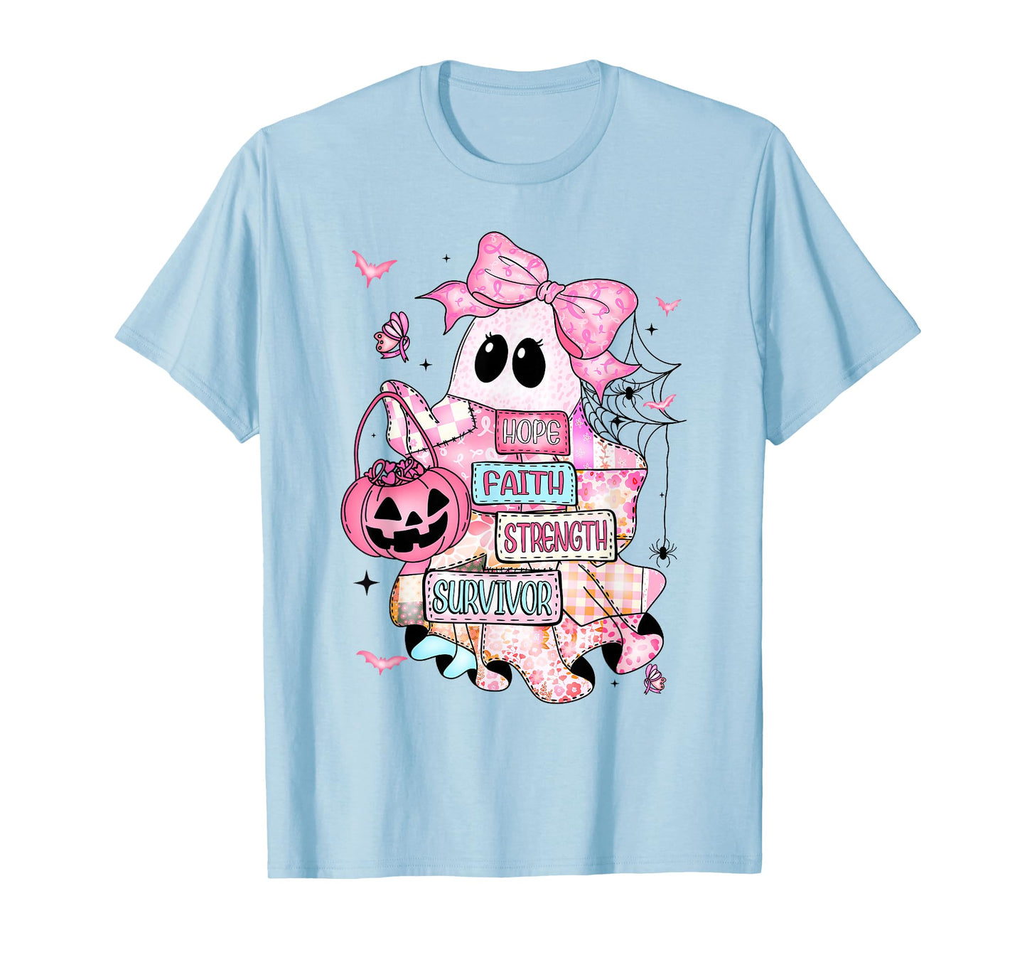 Breast Cancer Awareness Ghost Hope Faith Strength Survivor T-Shirt