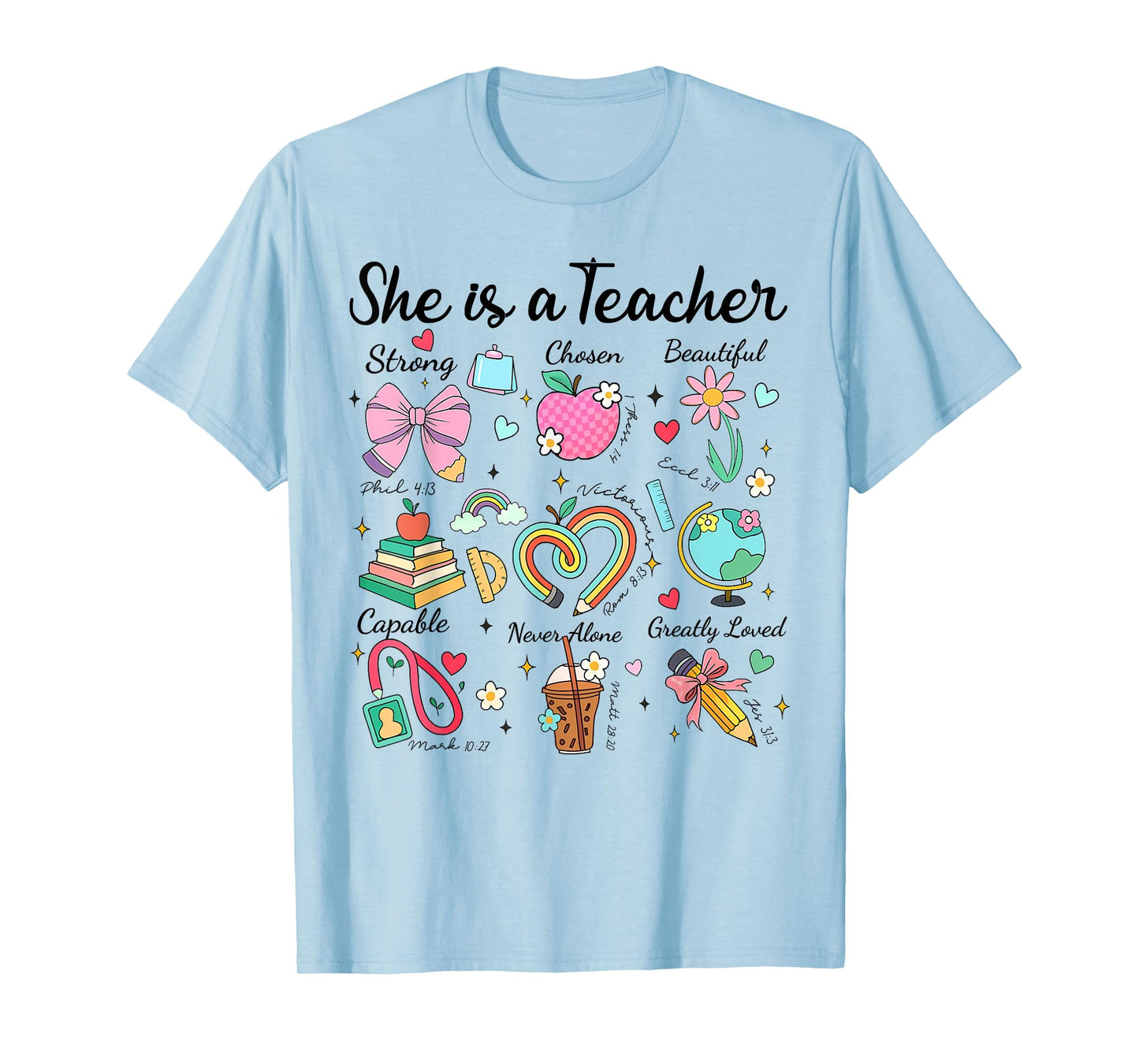 Teacher Christian Teaching Loves Inspires She Is A Teacher T-Shirt