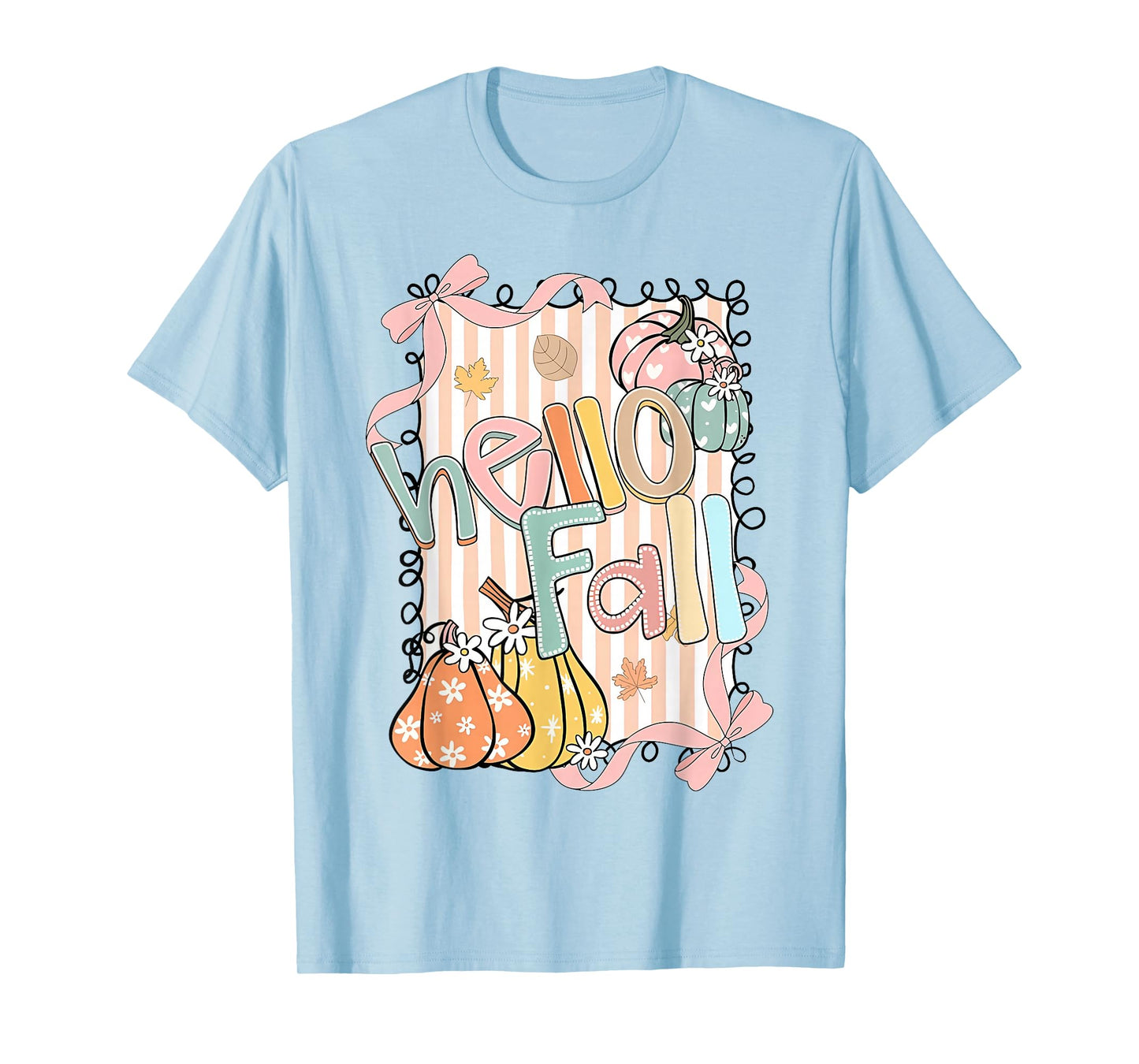 Hello Fall Thanksgiving Coquette Boho Floral Fall Vibes T-Shirt