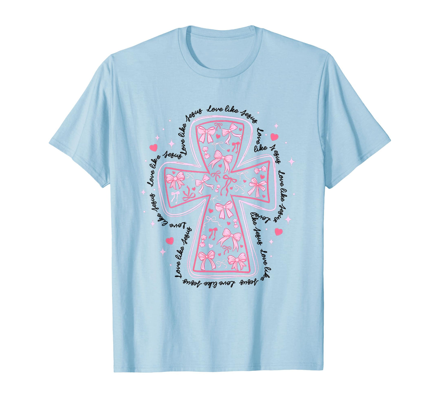 Love Like Jesus Coquette Heart Cross Christian Valentine T-Shirt