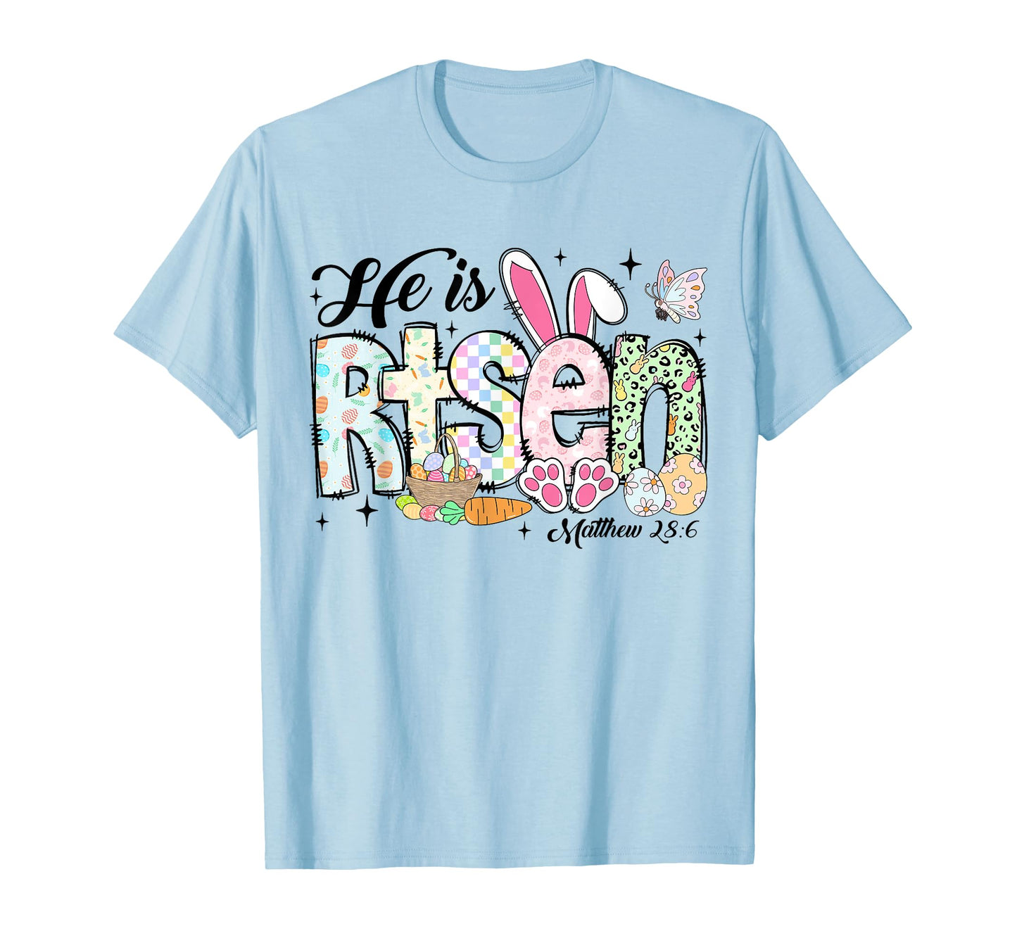 He is Risen Jesus Christian Happy Easter Kids Women Girls T-Shirt