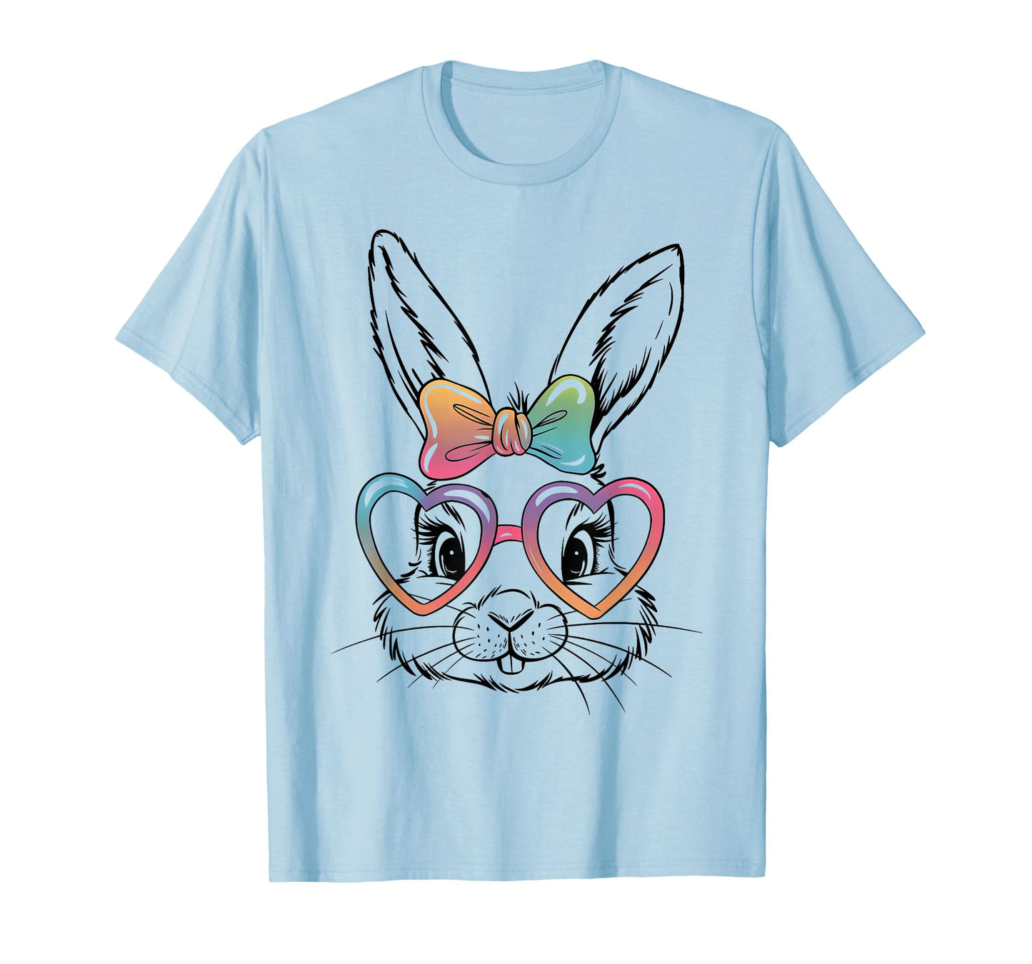 Cute Bunny Rabbit Face Tie Dye Glasses Girl Happy Easter Day T-Shirt