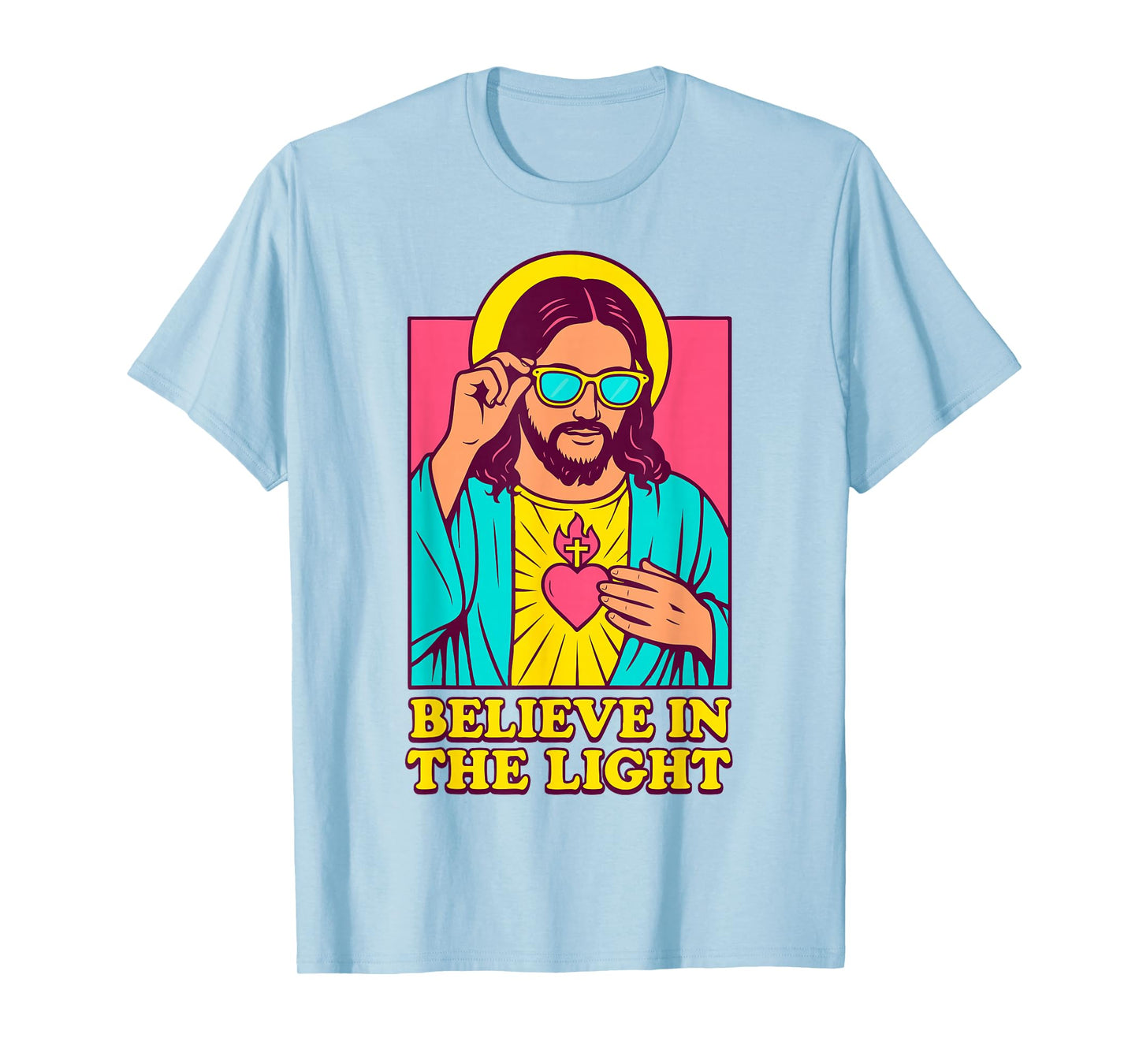 Christian Jesus Believe in The Light Anime Pop Art White T-Shirt