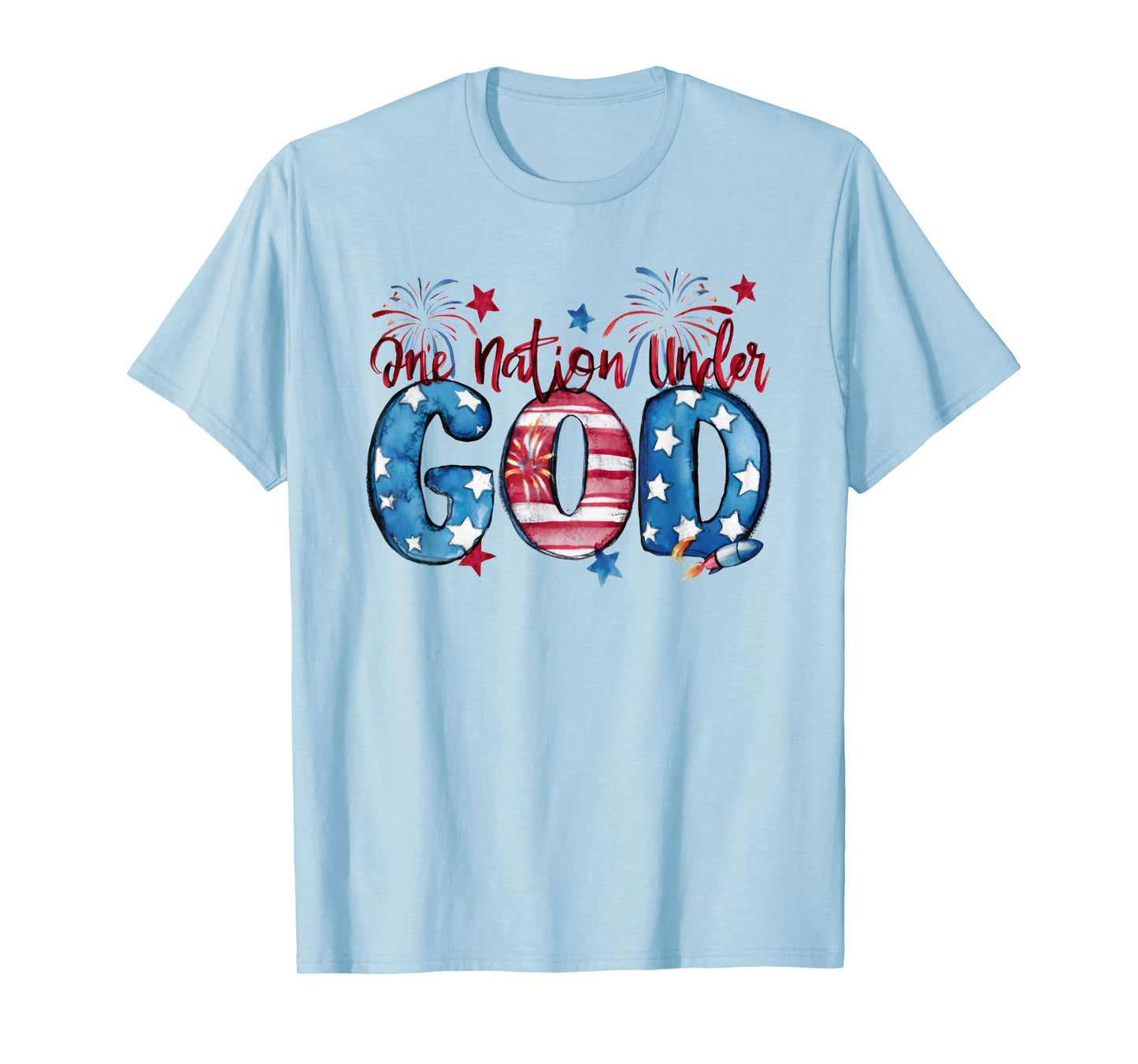 One Nation Under God, American, Happy Christian Woman T-Shirt