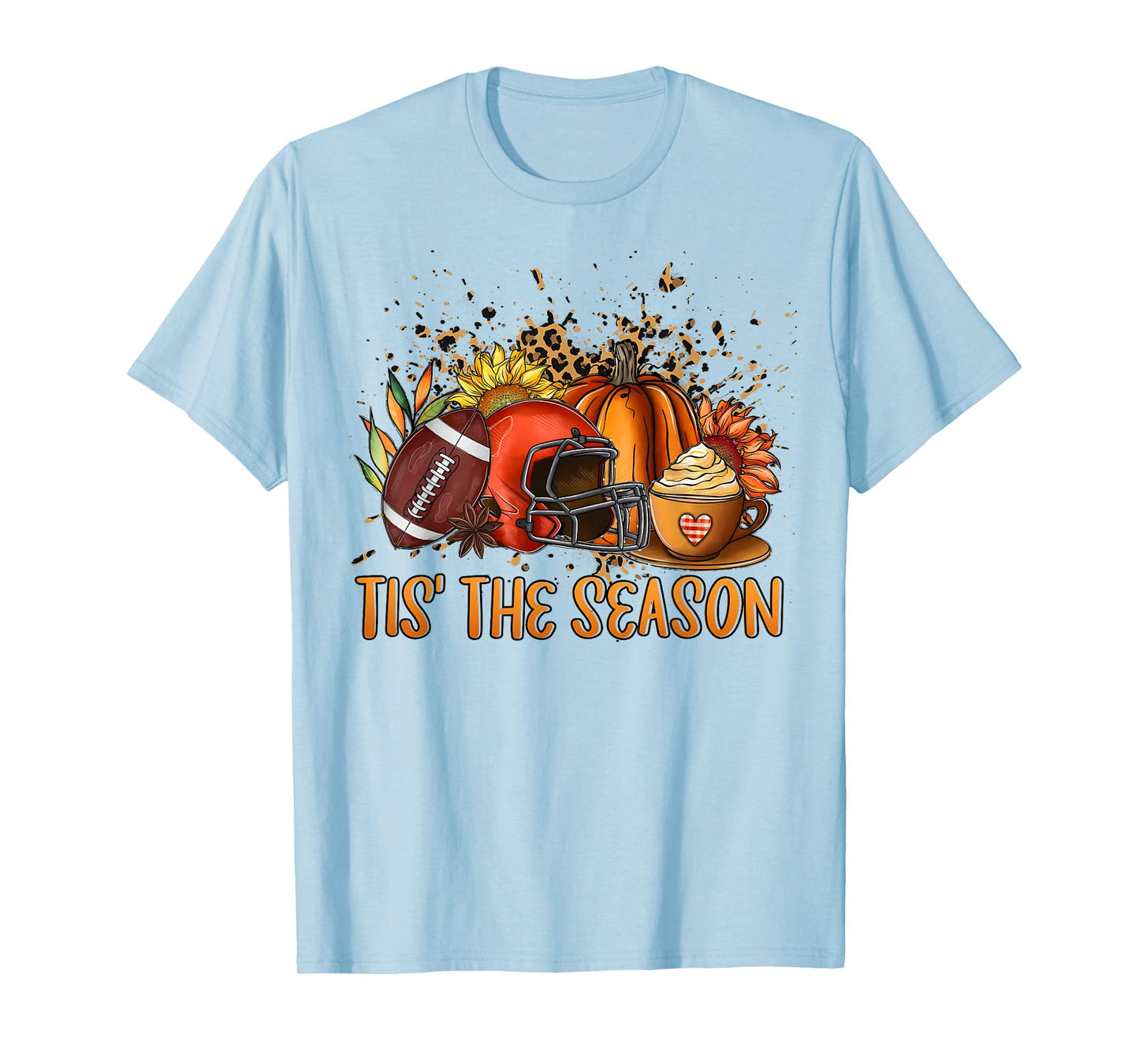 Tis The Season Fall Thanksgiving Pumpkin Spice Football T-Shirt