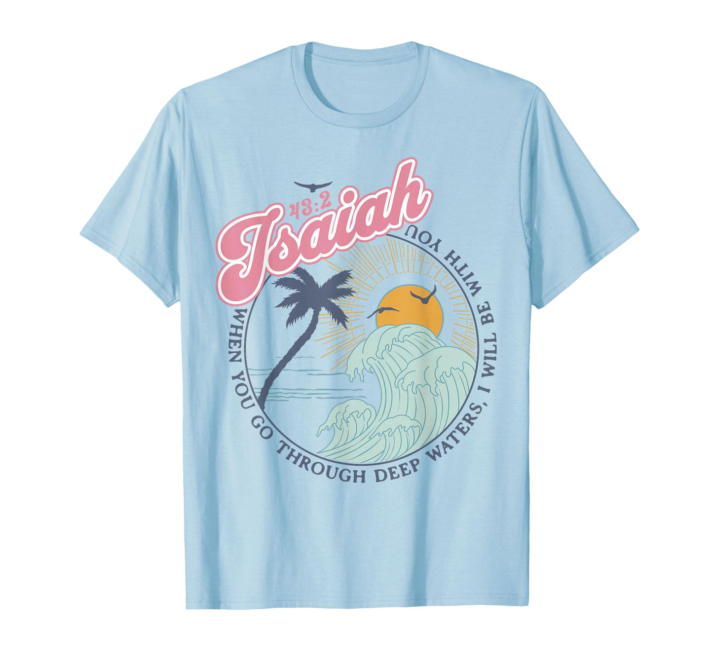 Christian Scripture Jesus Beach Isaiah Vintage Waves Retro T-Shirt