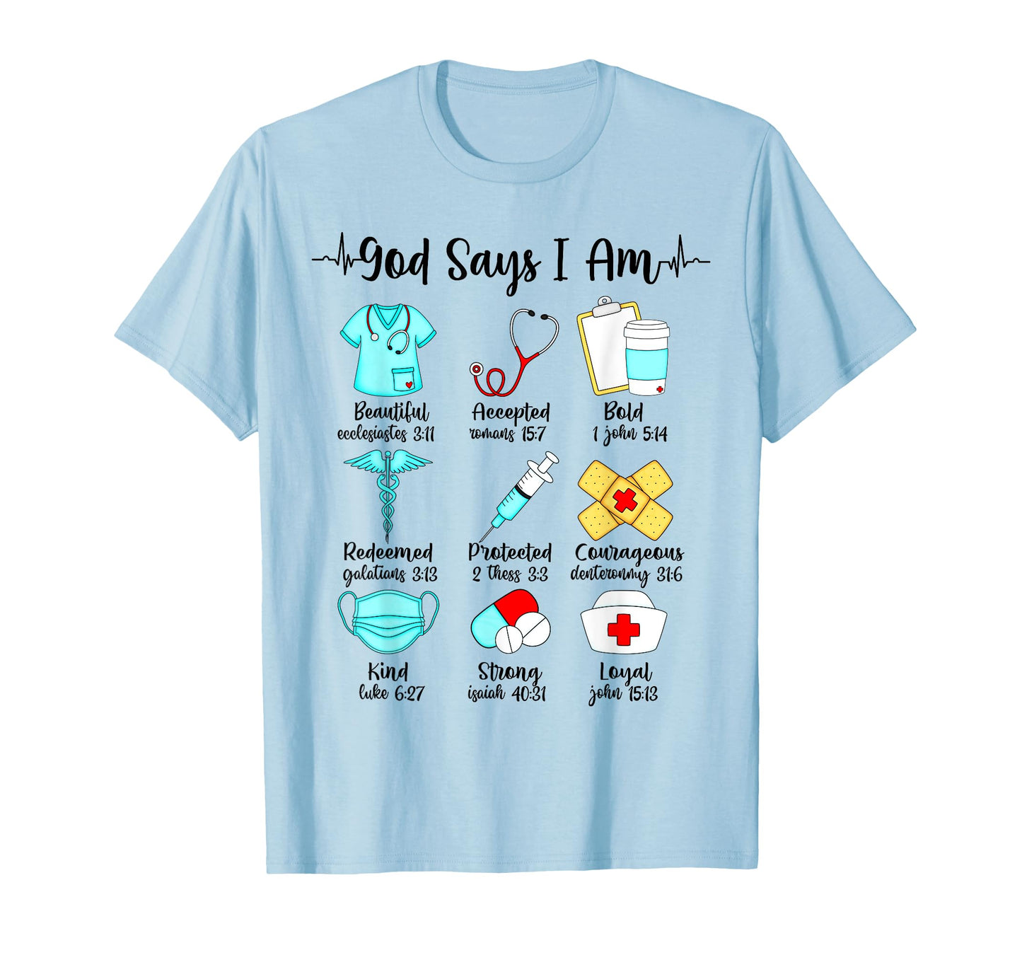 God Says I Am Nurse, Christian Nursing, RN LVN CNA Nurse Tee T-Shirt