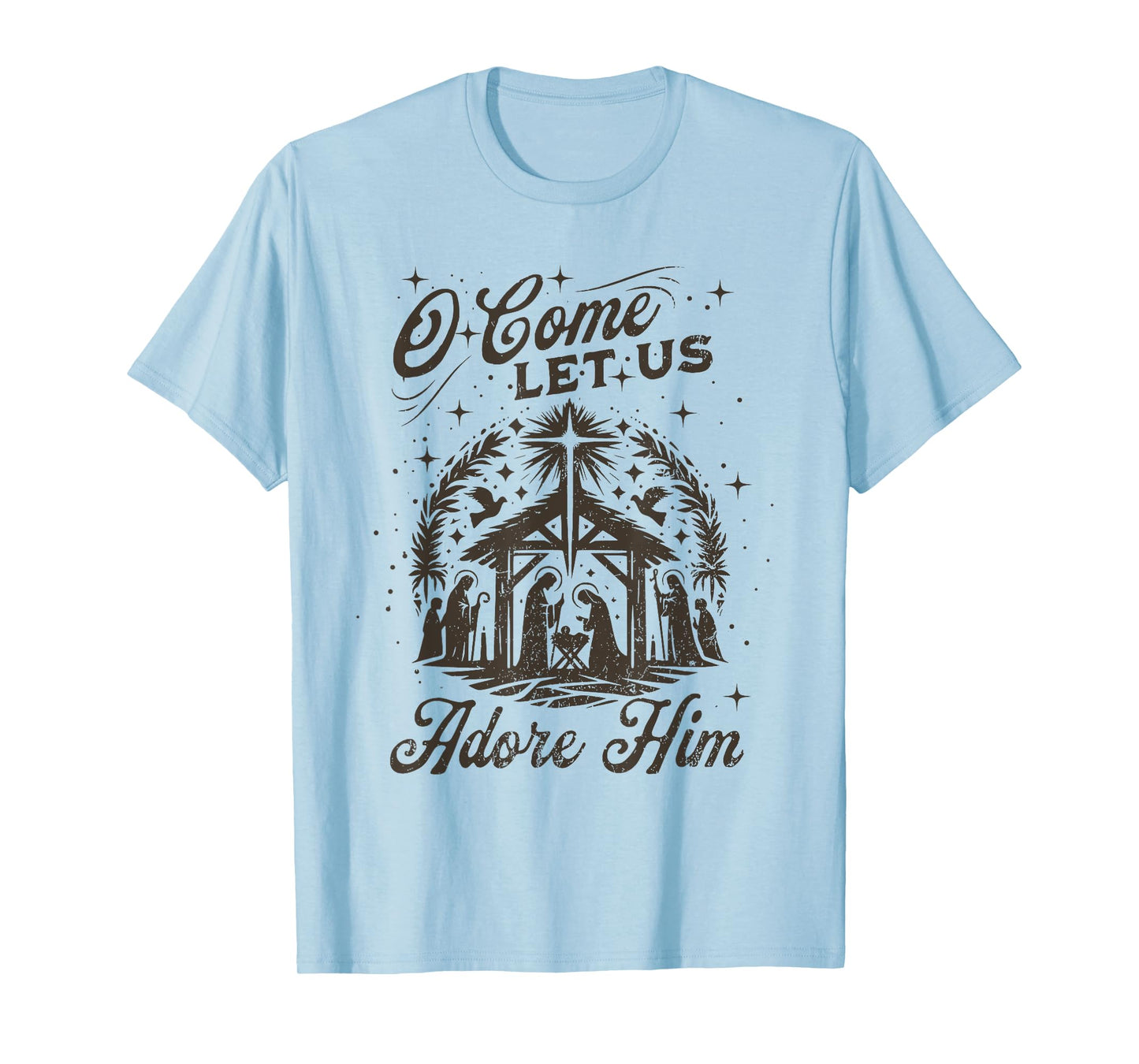 Christmas Jesus Nativity Scene O Come Let Us Adore Him T-Shirt