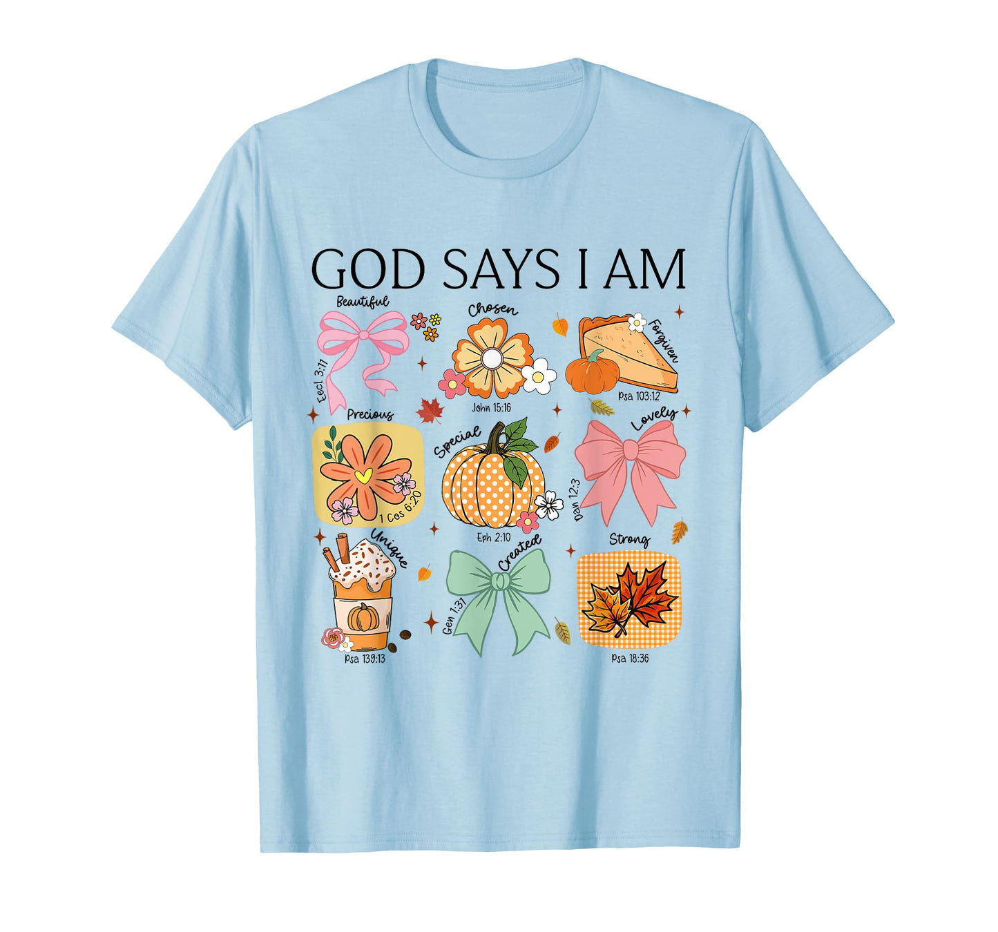 Retro Coquette God Say I Am Christian Fall Autumn Pumpkin T-Shirt