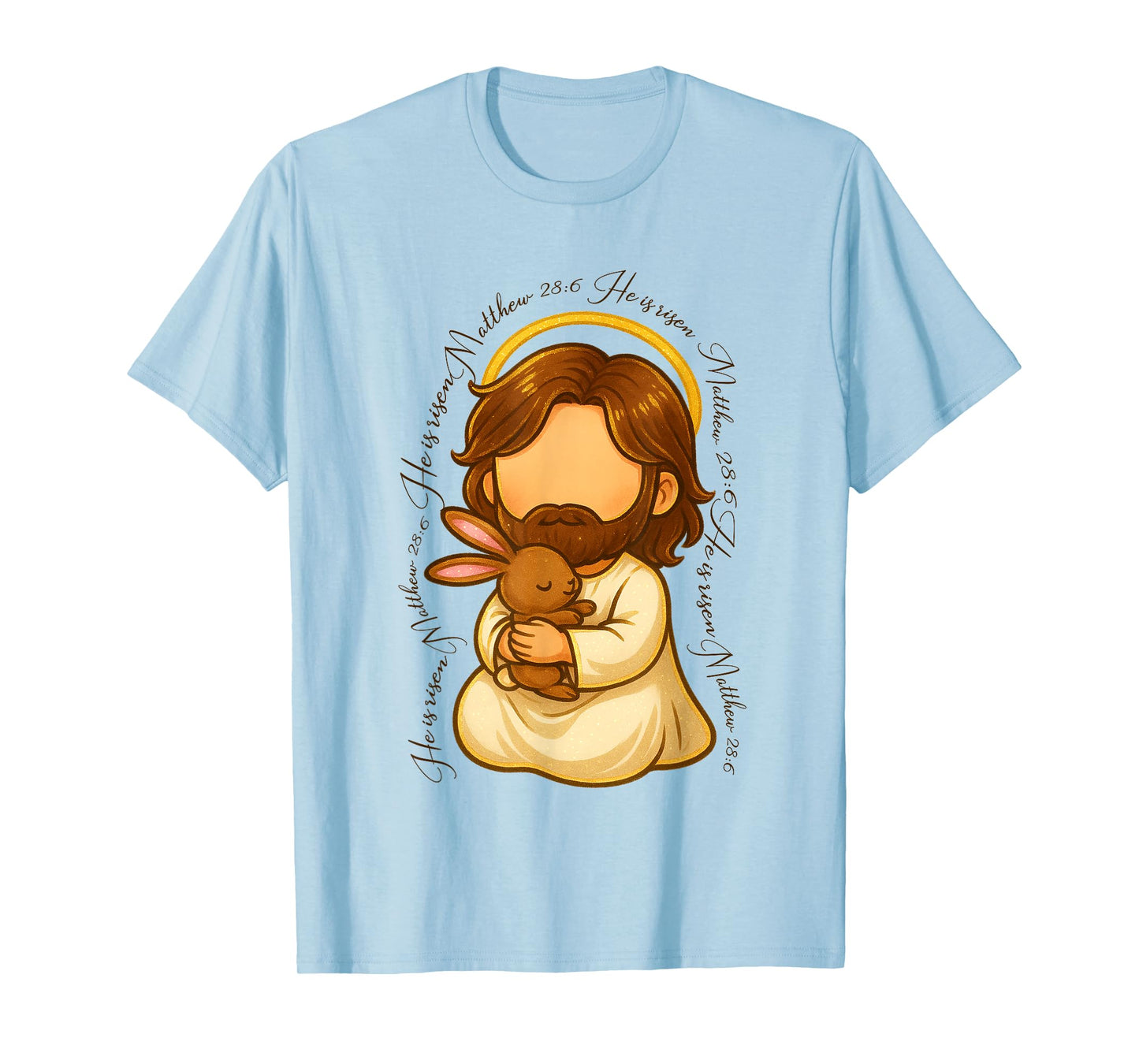 Easter Day Christian Jesus Rabbit Bible Verse He is Risen T-Shirt