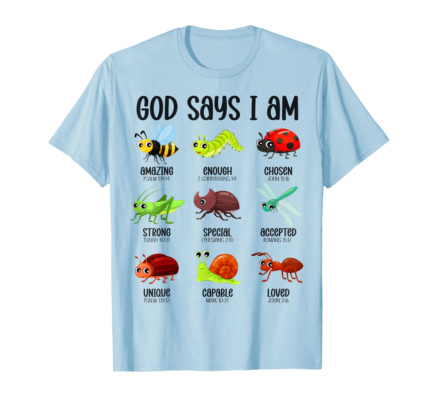 God Says I Am Christian Boys Kids Bug Hunter Hunting Bugs T-Shirt