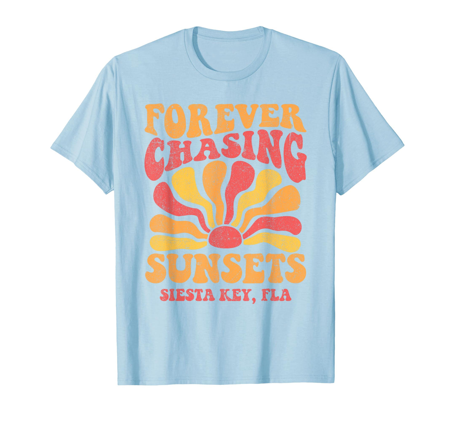 Forever Chasing Sunsets Siesta Key Beach Florida 70s Retro T-Shirt