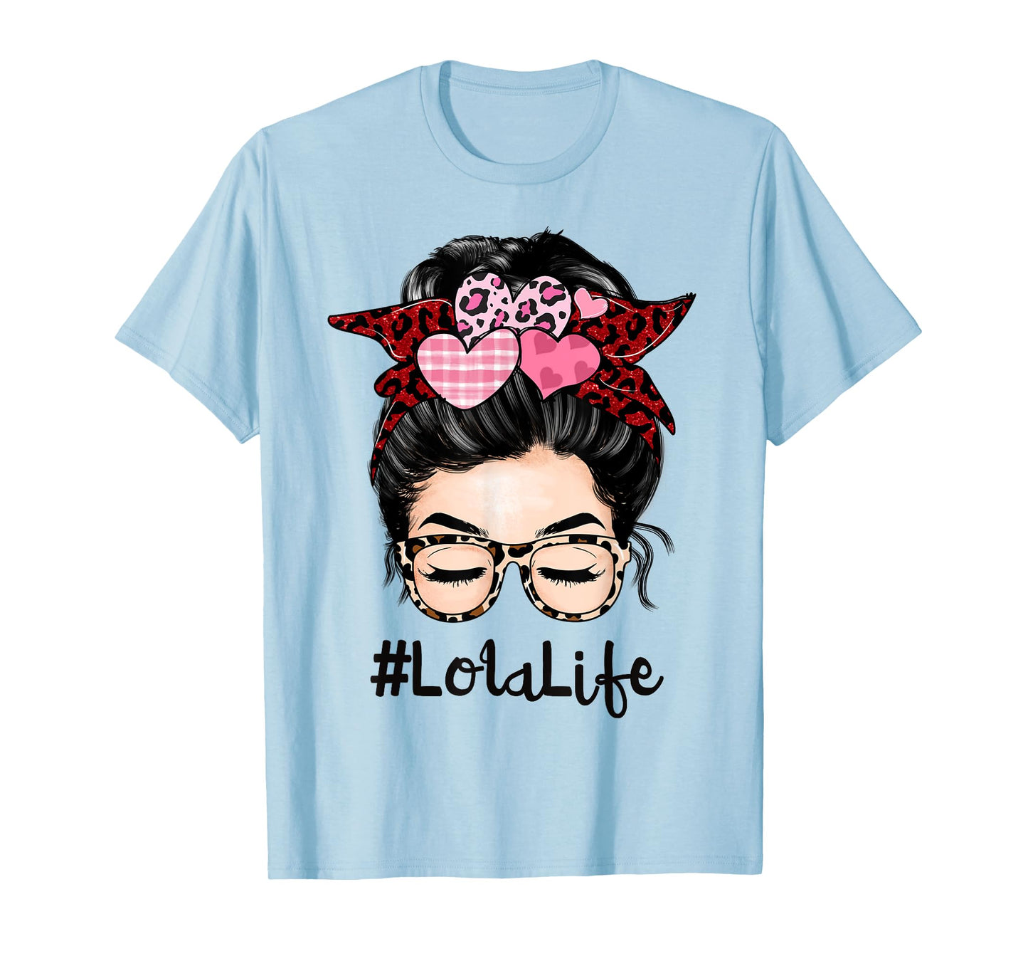 Lola Valentines Day Women Cute Messy Bun Appreciation T-Shirt