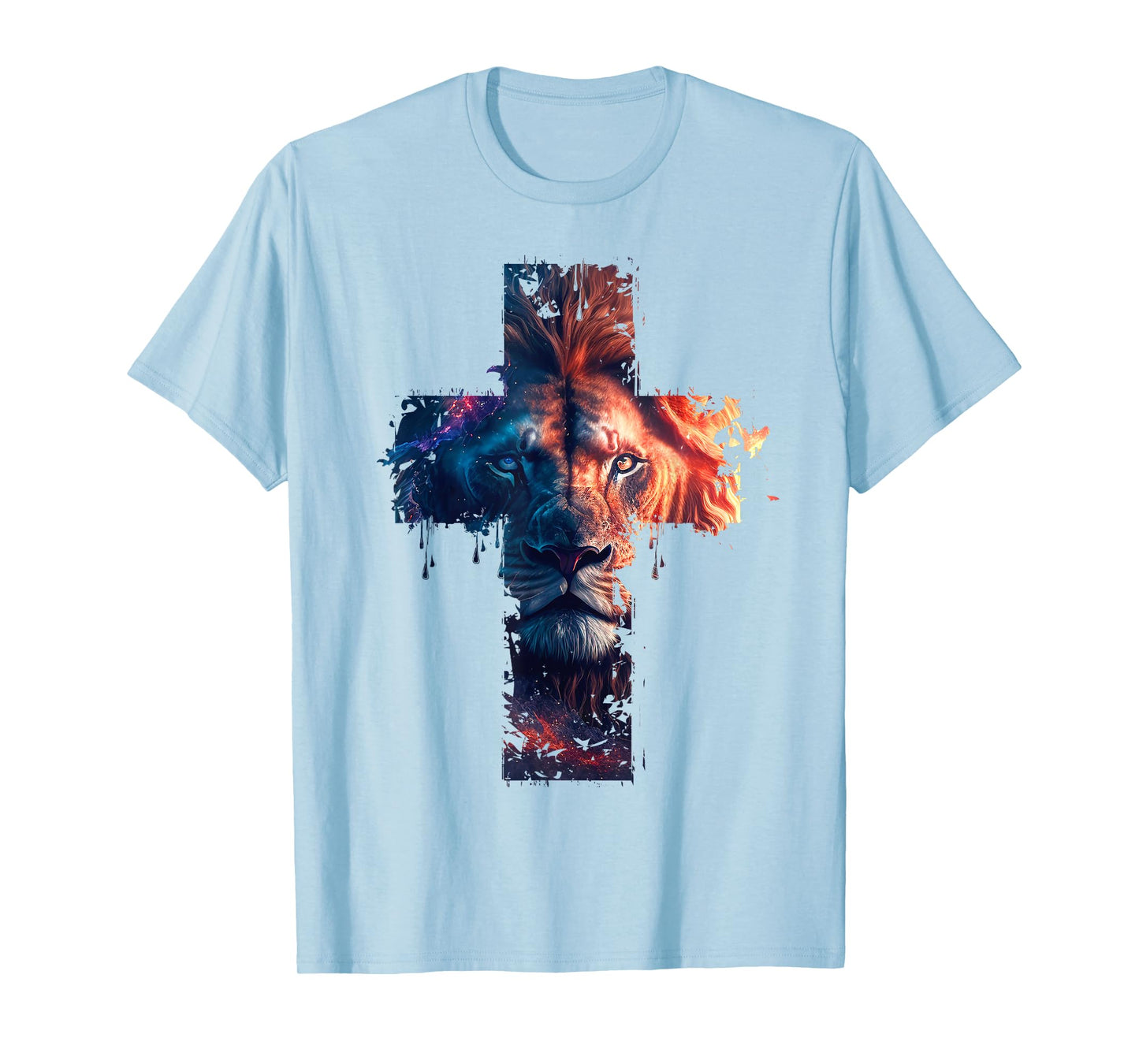 Lion of Judah Cross of Jesus Christ Christian Faith Graphic T-Shirt