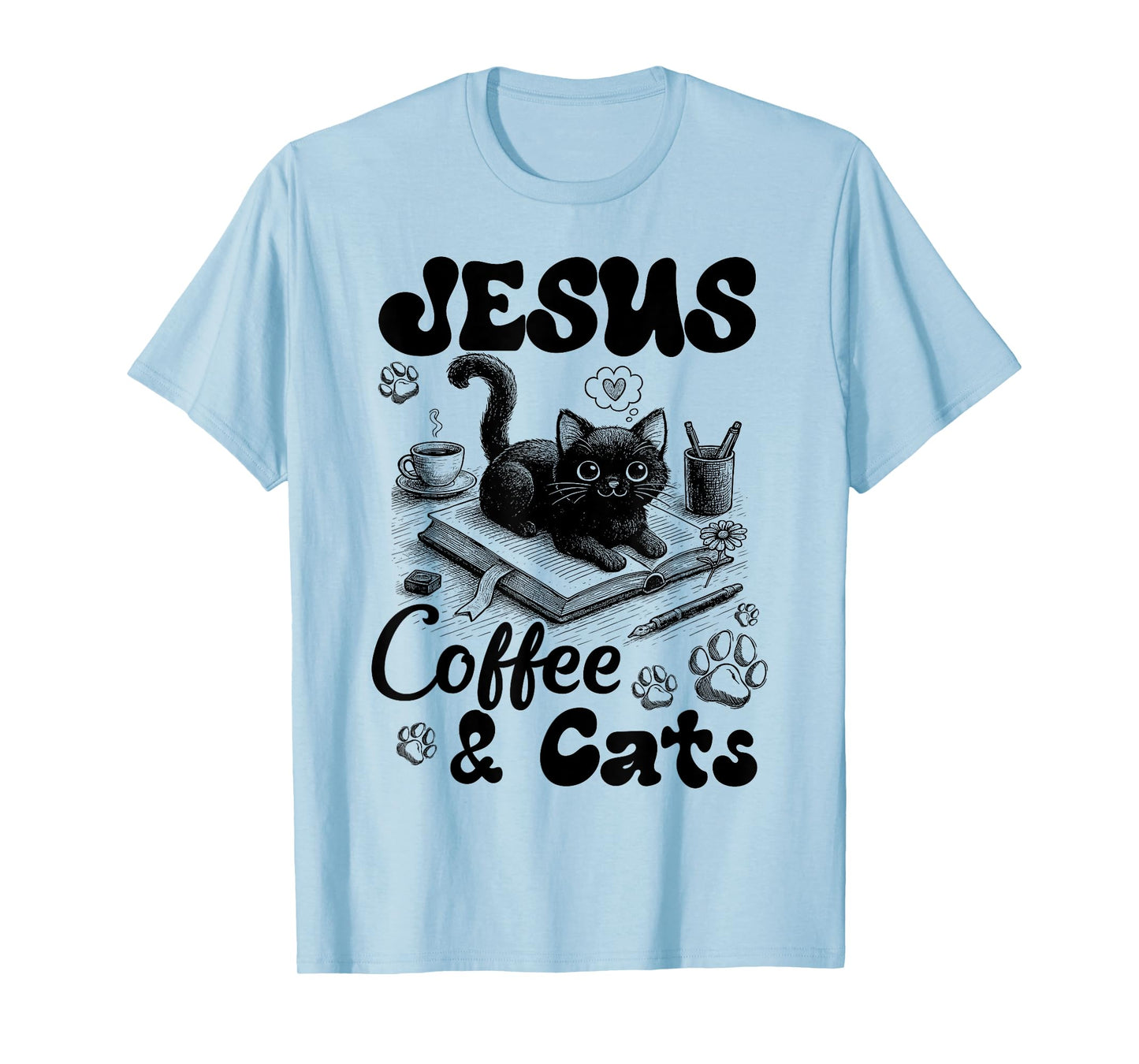 Jesus Coffee And Cats Christian Coffee Lovers T-Shirt