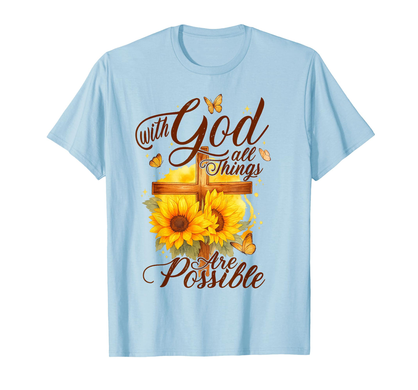 with God All Things are Possible Lamb Cross Bible Verse T-Shirt