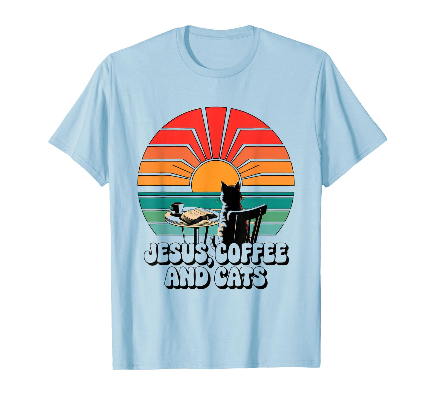 Jesus Coffee Cats Funny Cute Design Jesus Lovers Christian T-Shirt