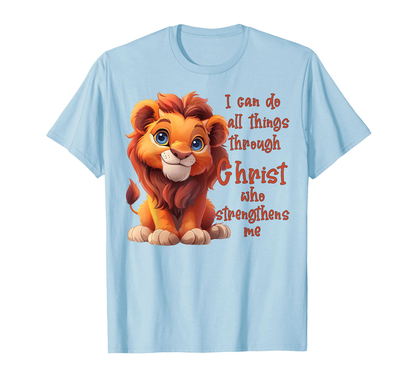 Kids I Can Do All Things Through Christ Cute Lion Cub T-Shirt
