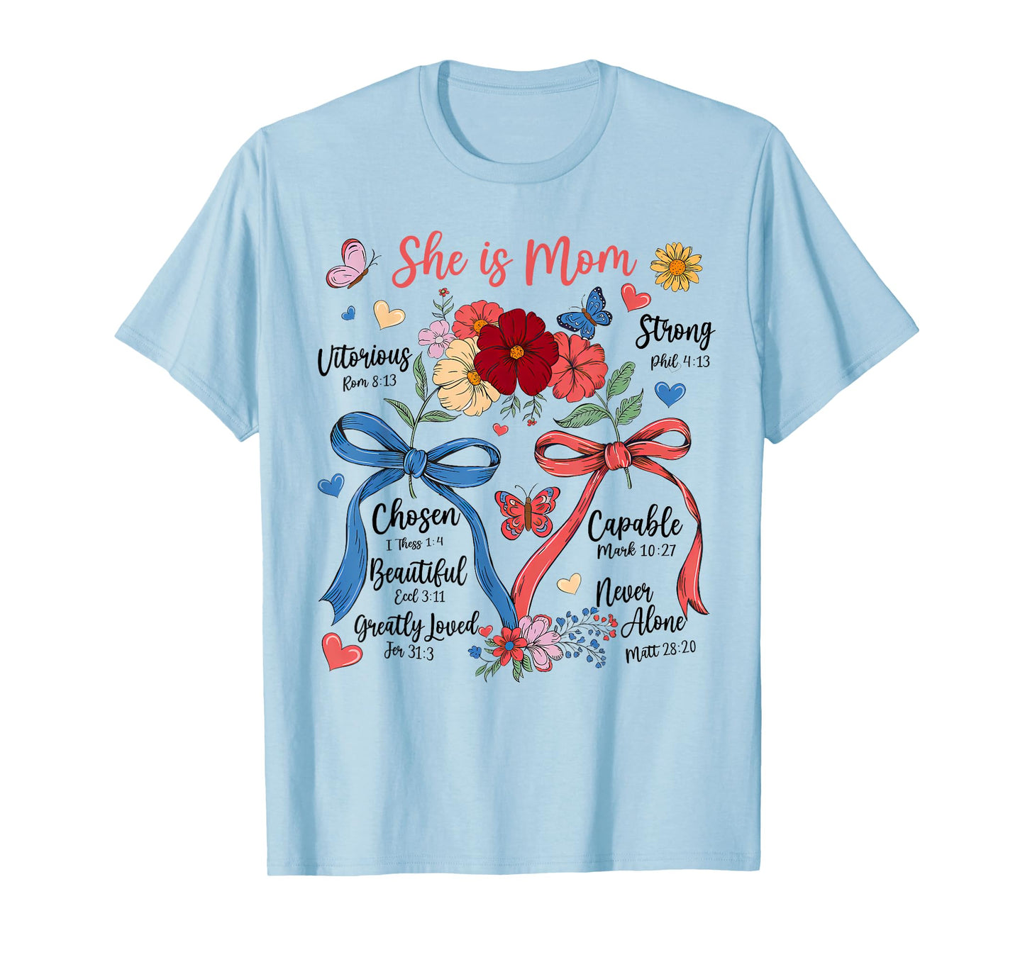 Boho Floral She is Mom Bible Verses Christian Mother's Day T-Shirt