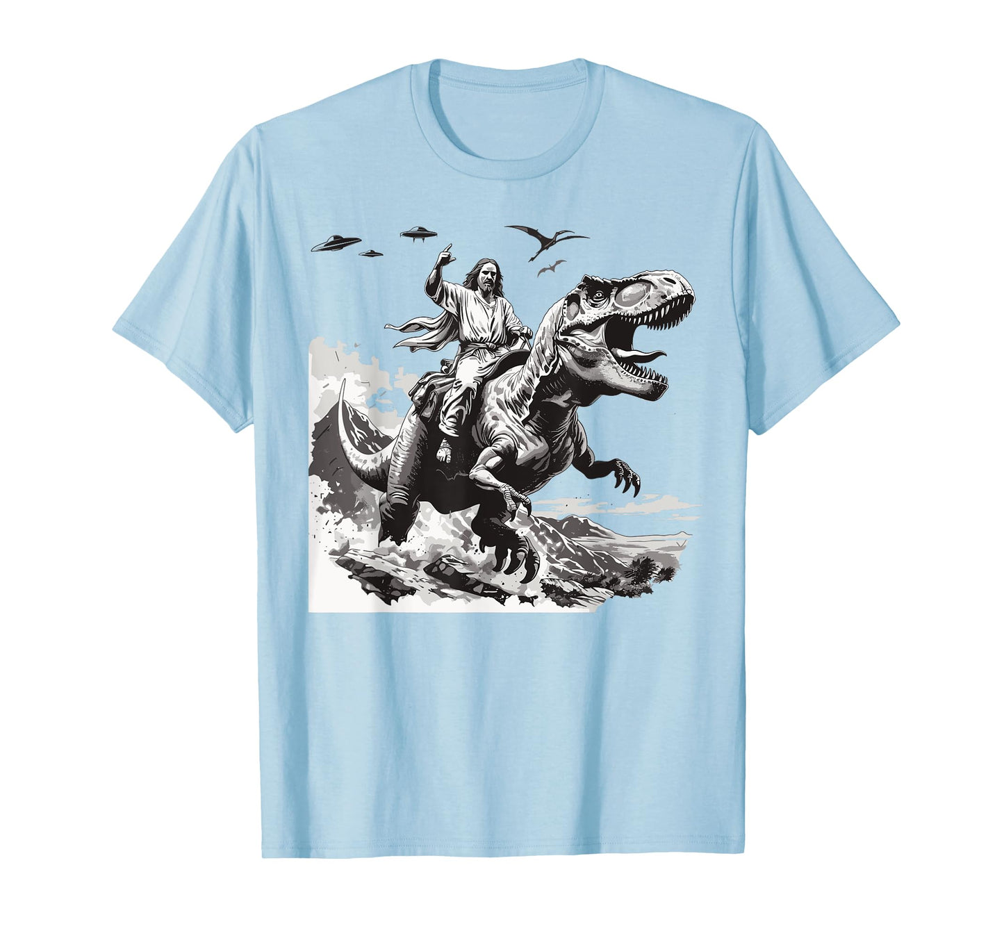 Jesus riding a dinosaur christian Religious motives funny T-Shirt