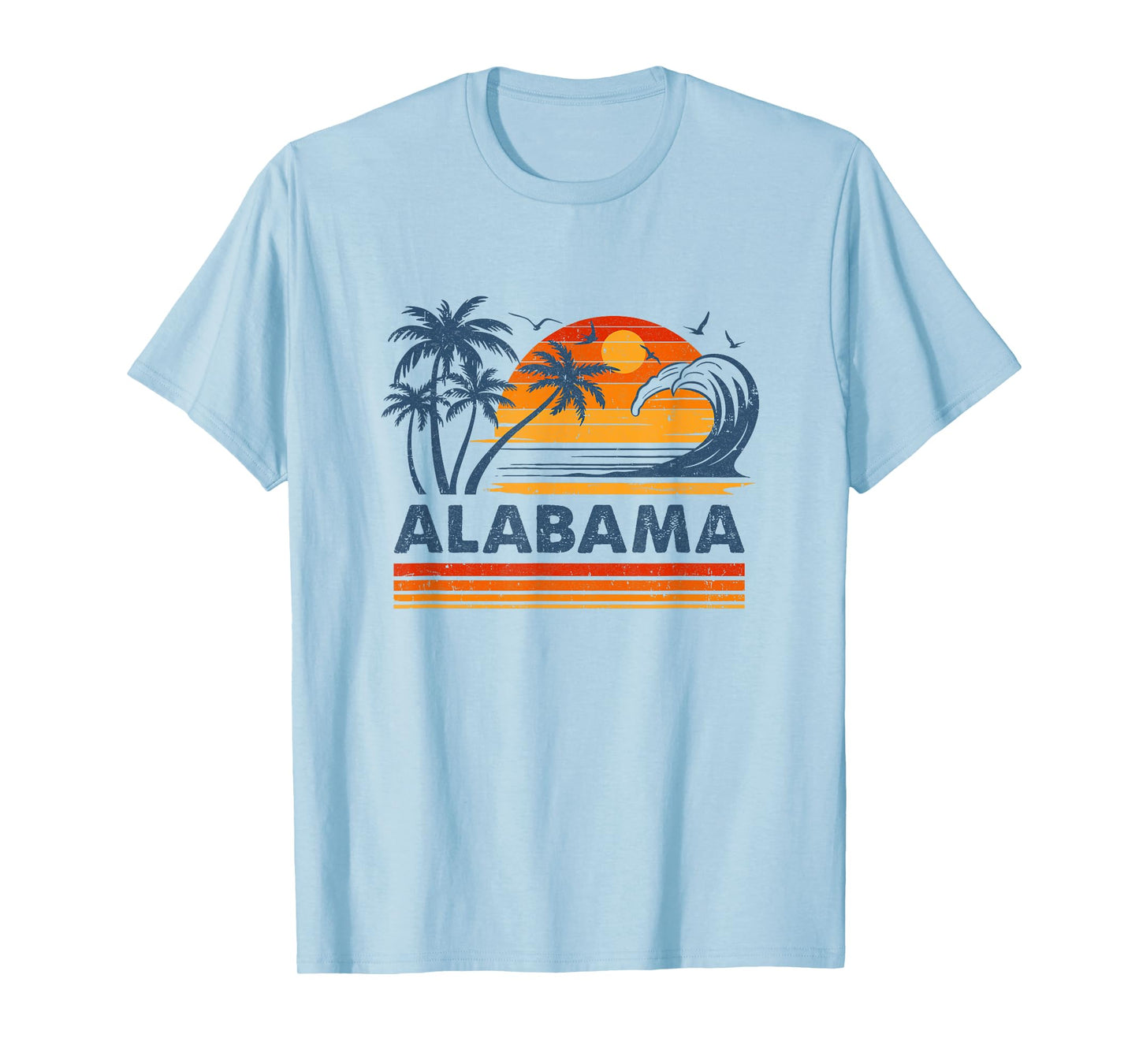Alabama Vacation Sunset Cute 70S Vintage Retro Beach T-Shirt