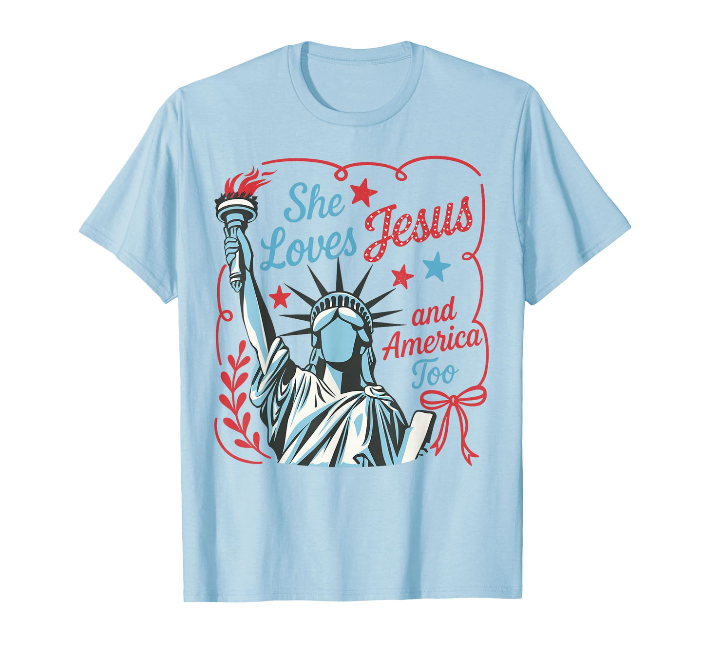 4th Of July She Loves Jesus And America Too Christian Faith T-Shirt
