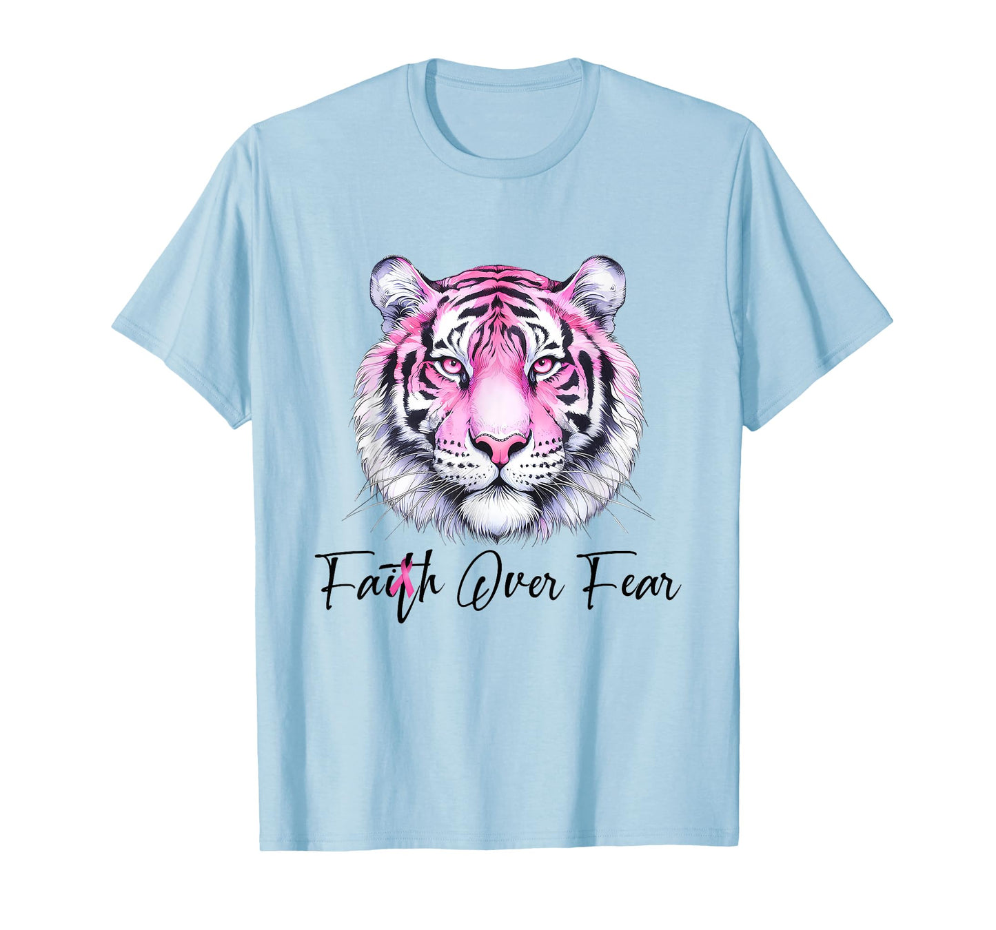 Faith Over Fear Christian Tiger Breast Cancer Awareness T-Shirt