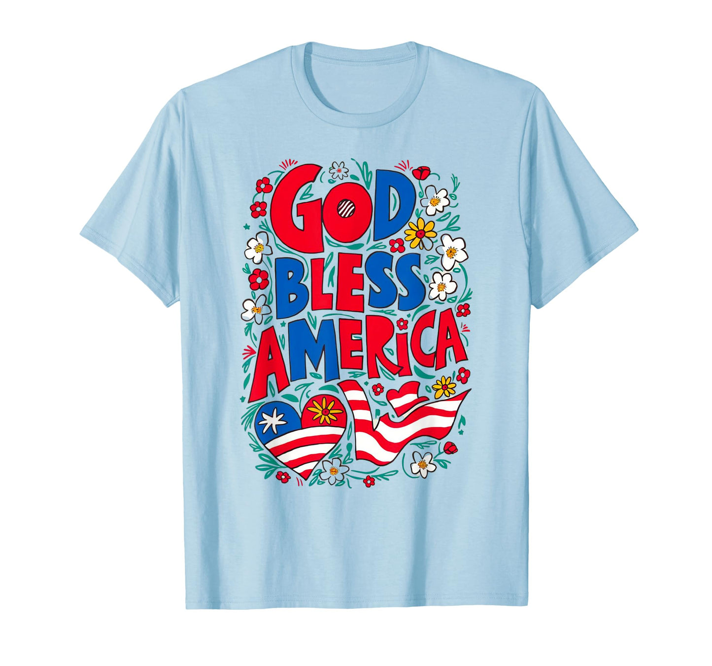God Bless America Patriotic USA Flag Christian 4th of July T-Shirt