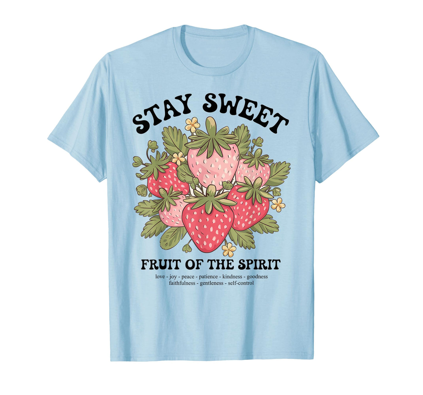 Fruit of Spirit Strawberry Boho Trendy Christian Church Crew T-Shirt